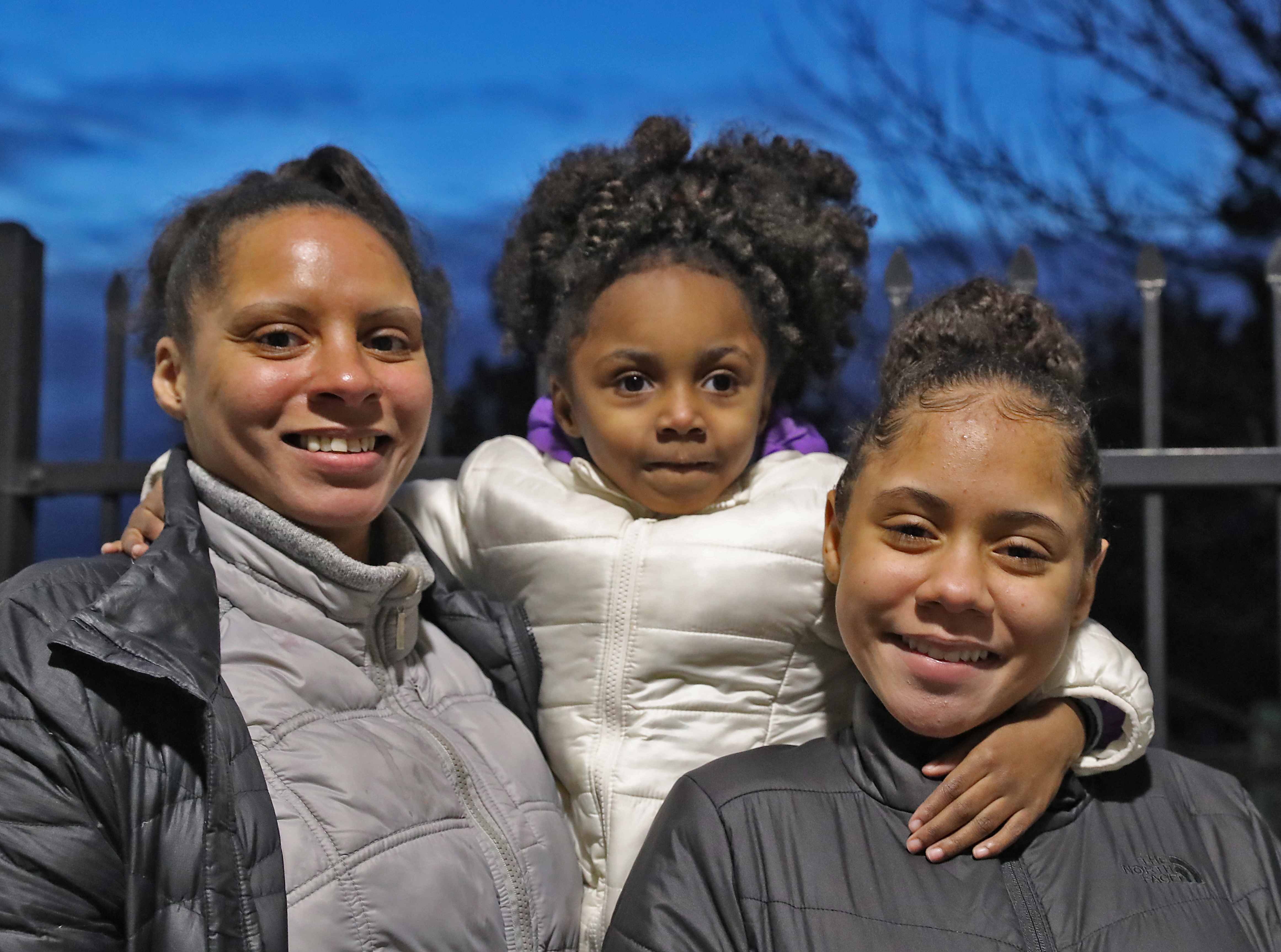 Sheryfa Valerio, 40 with her daughters, Aleah Funn, 4, and Makayla Nieves, 12, outside the Phoenix House where they are currently living.