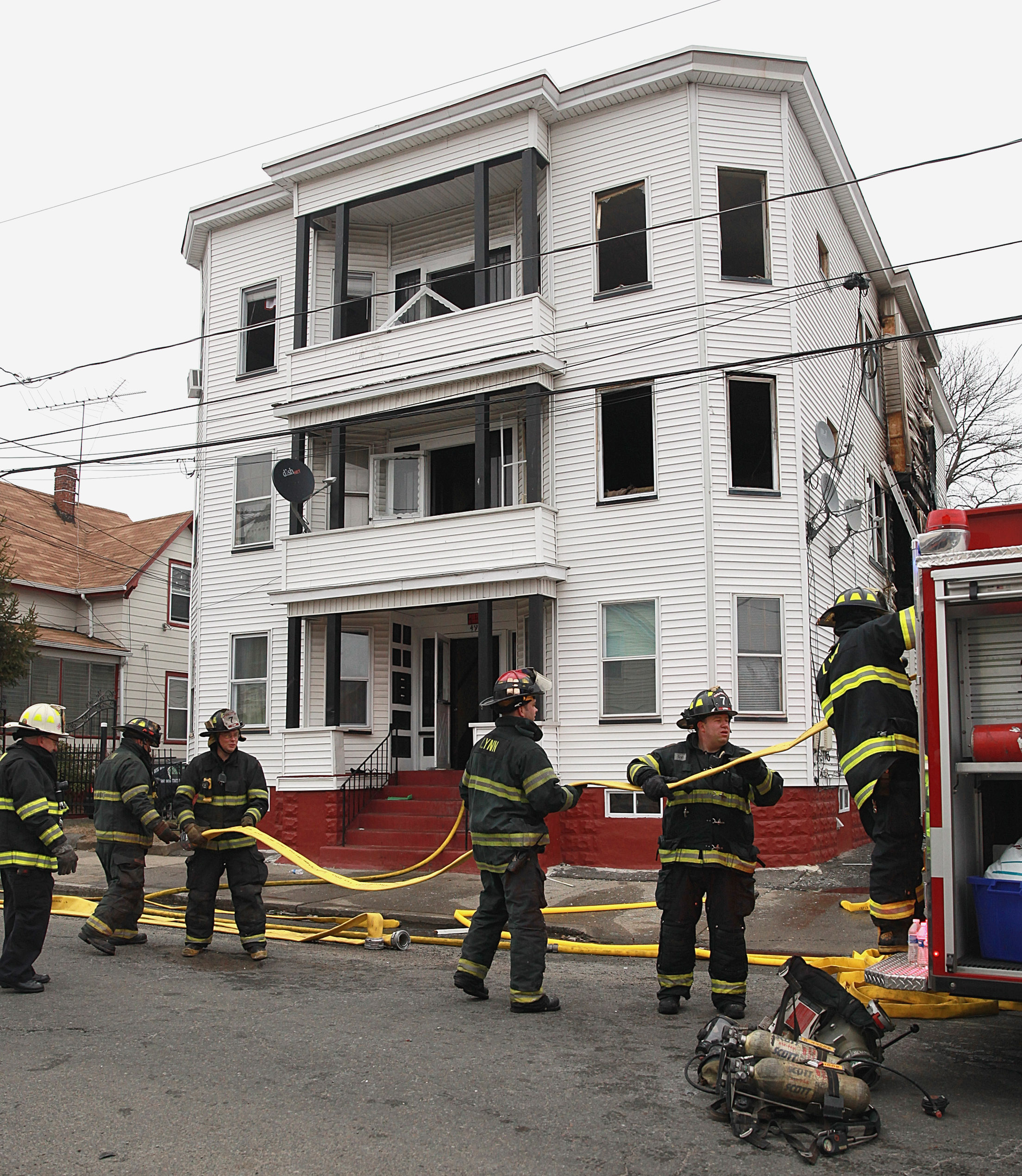 A three-alarm blaze left six families without shelter, including four children. The American Red Cross stepped in with food, housing, and clothing.