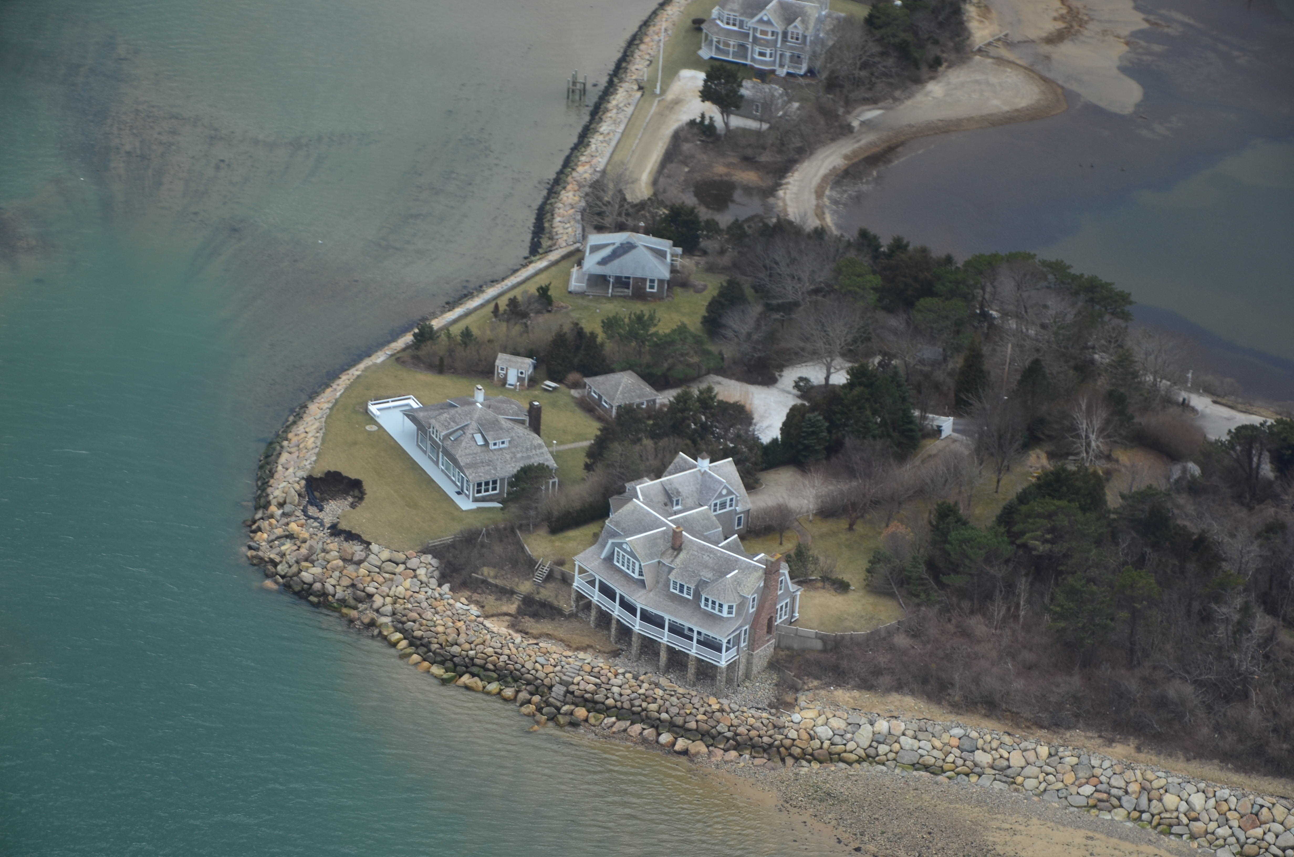 An aerial view after a storm in March showed craters that formed along the coast of Milden’s home.