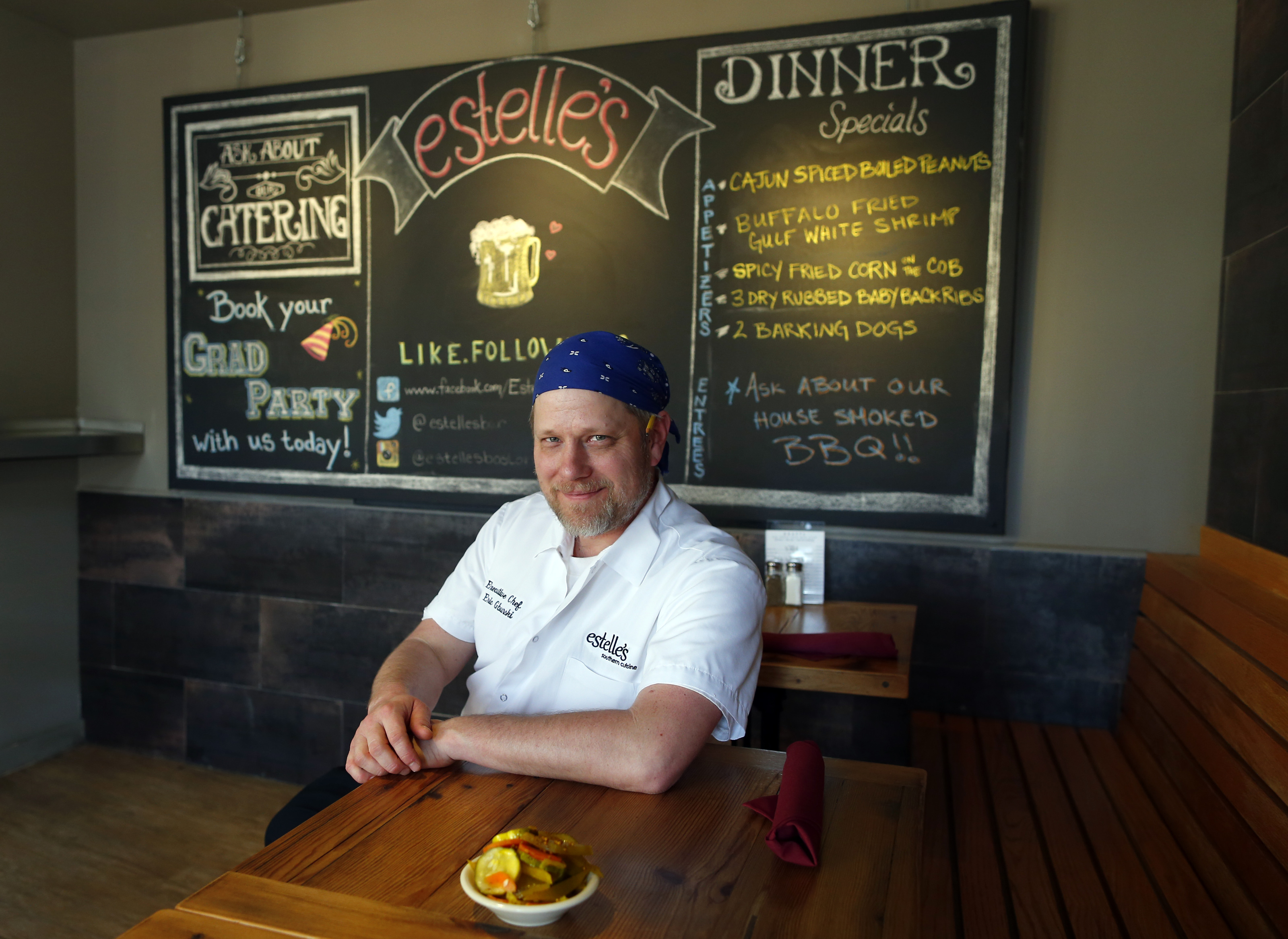Eric Gburski of Estelle’s, a Southern-inspired restaurant, noted pickles seemed a safer option than warm cornbread.