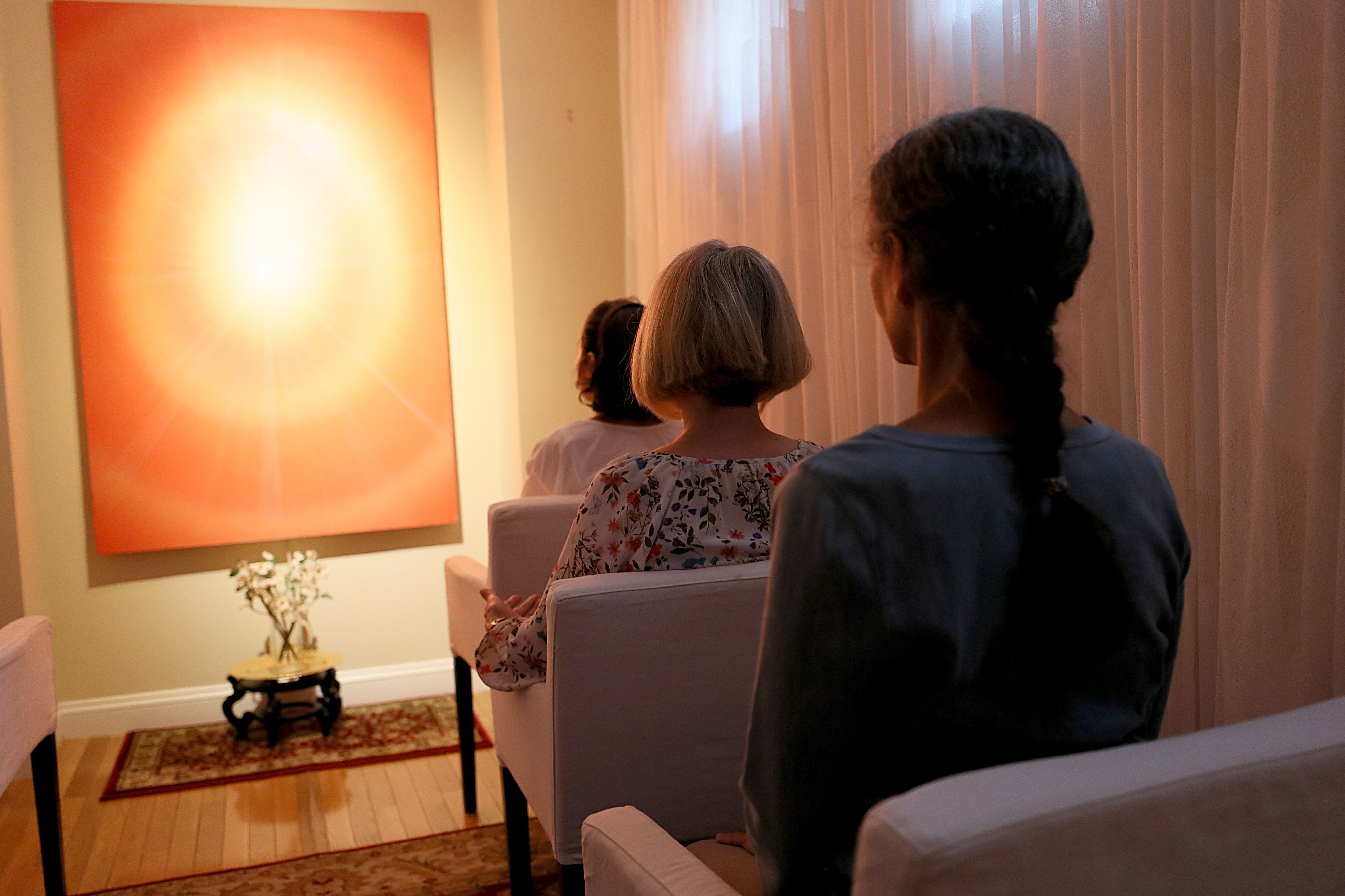 Baby boomers meditated at the Inner Space Meditation Center.