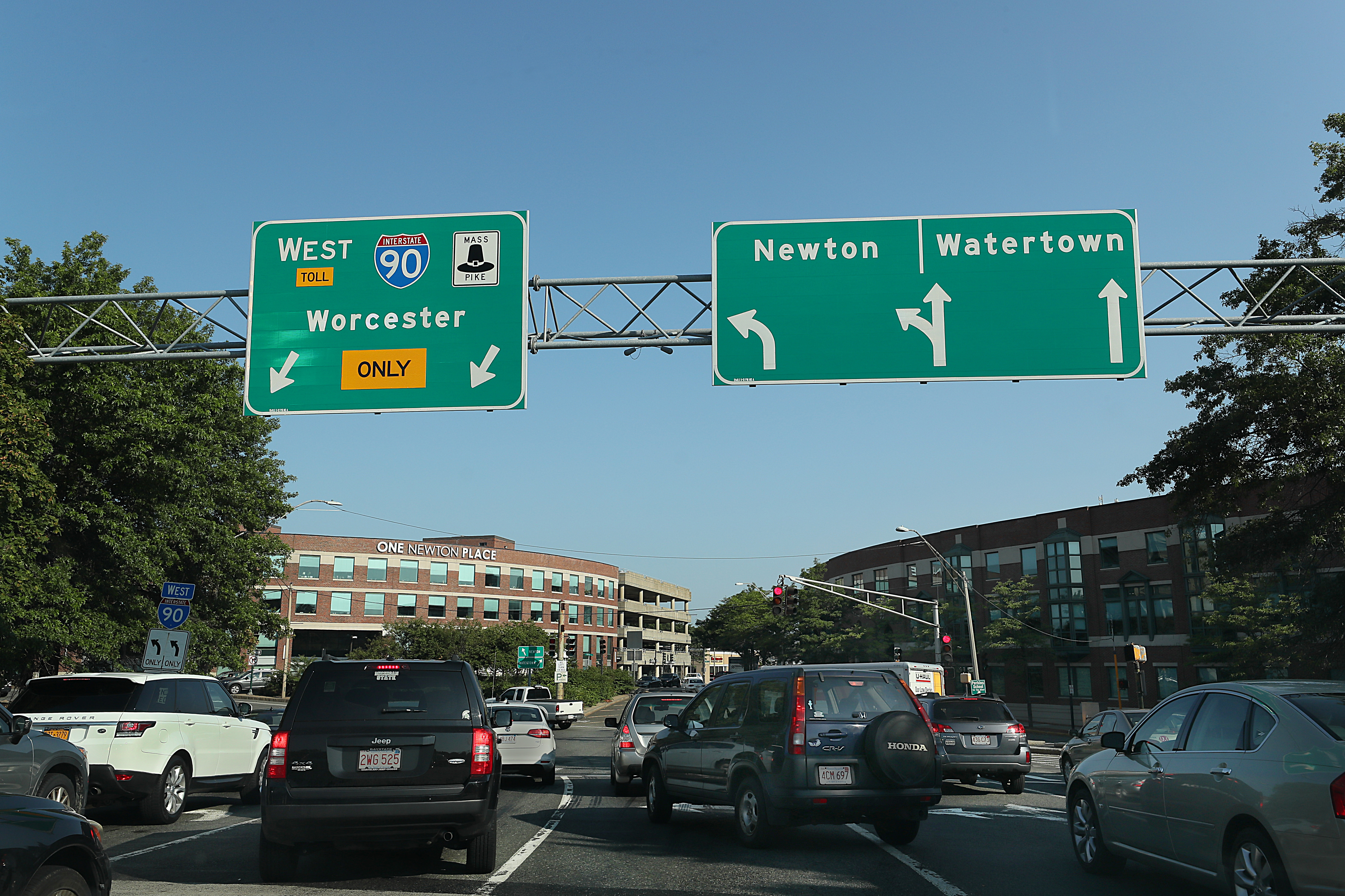 Traffic at troublesome Newton Corner.