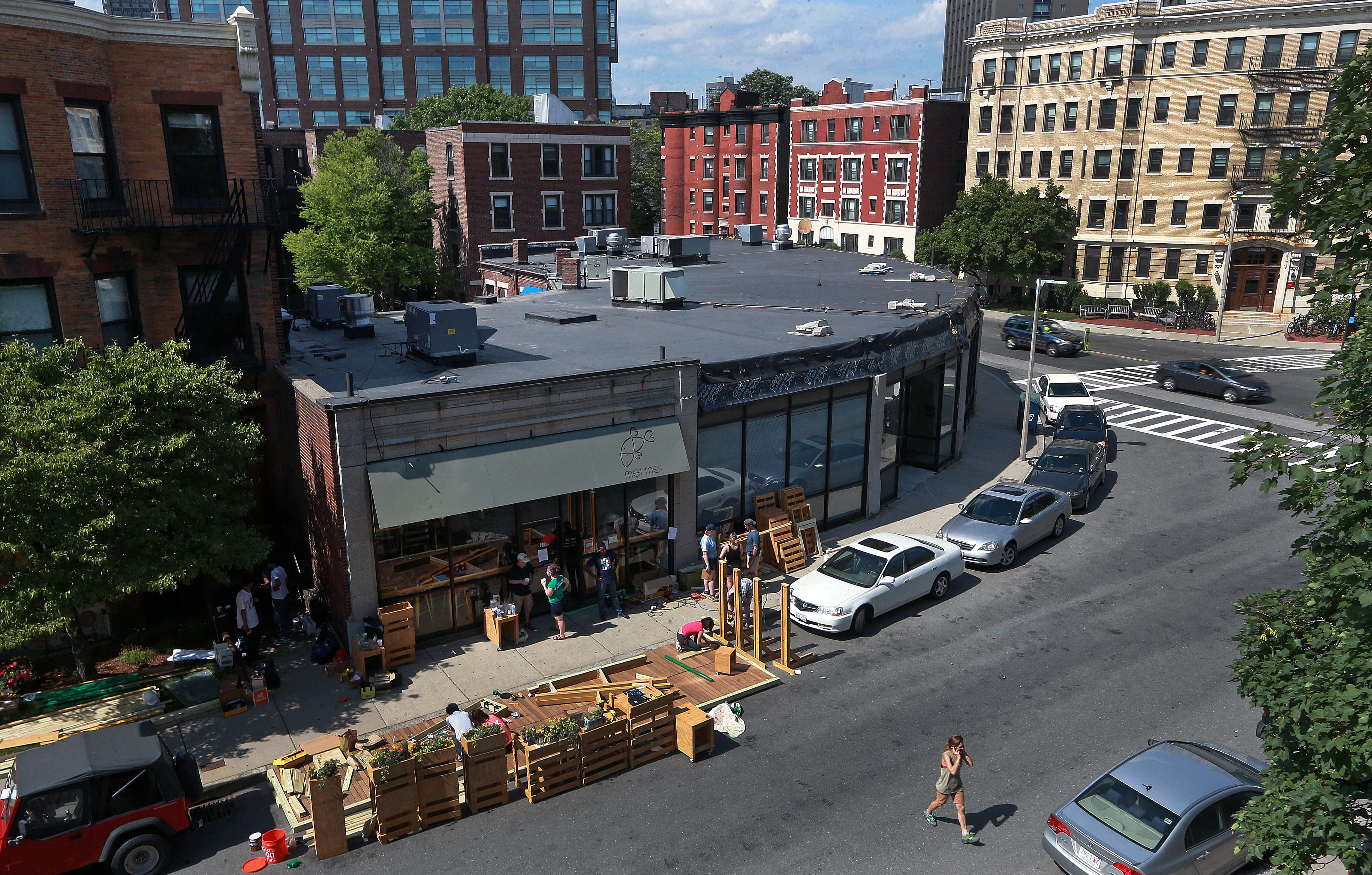 A parklet is being built near 506 Park Drive.