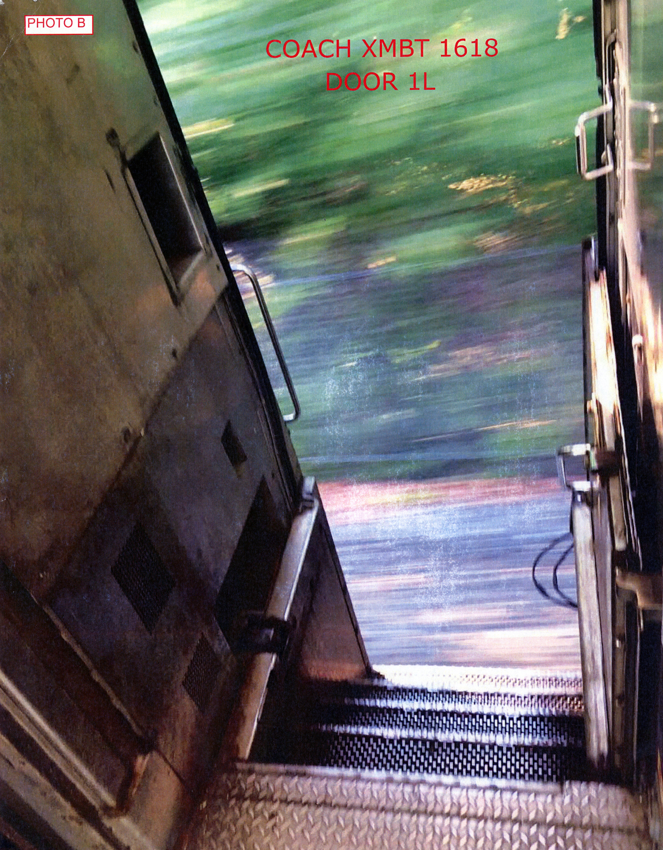 An open door on a moving train between Franklin and Norfolk stations, on June 12, 2017. Federal regulators fined Keolis $15,000 for this violation.