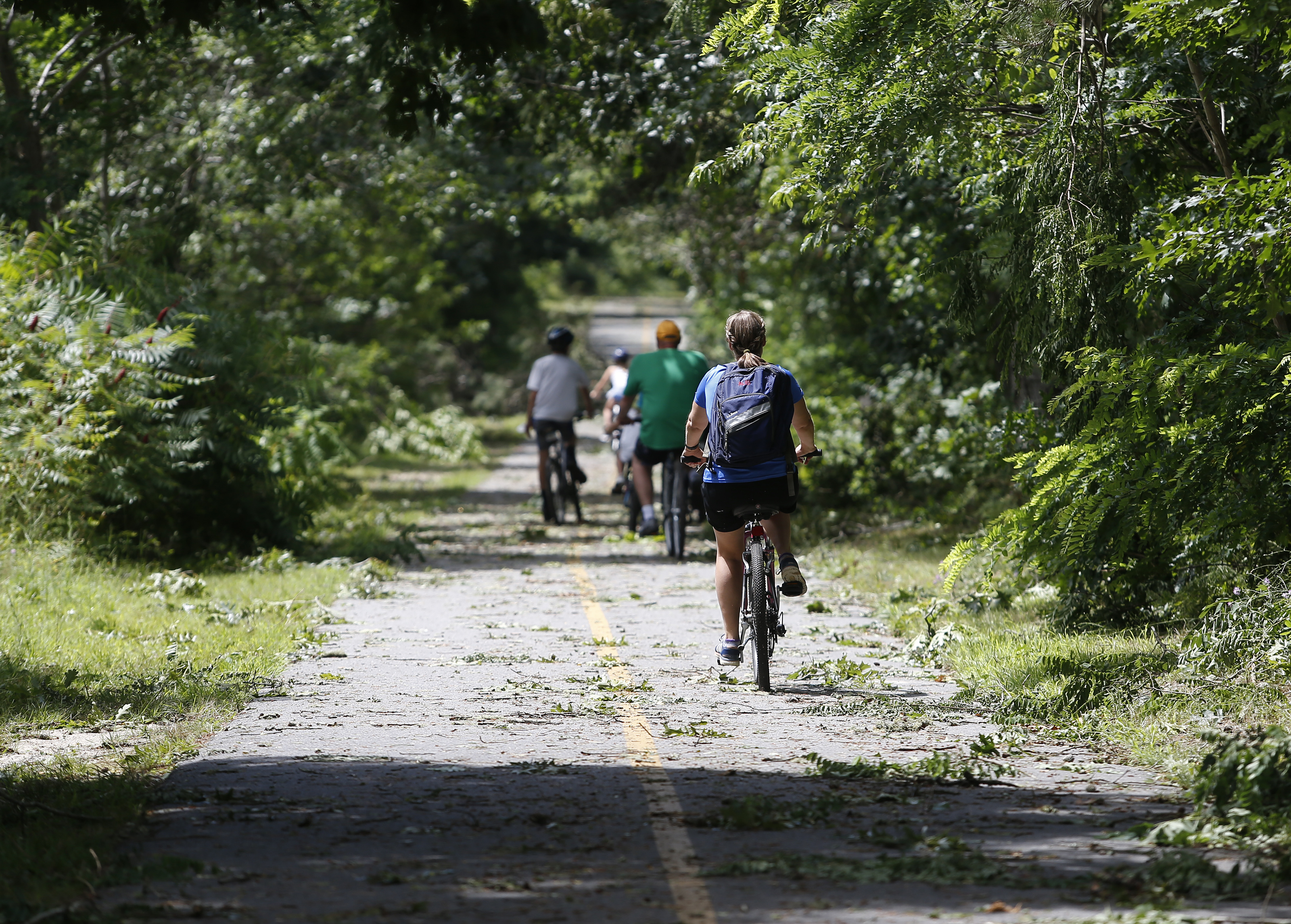 The bike path in Harwich was popular a day after the tornado.