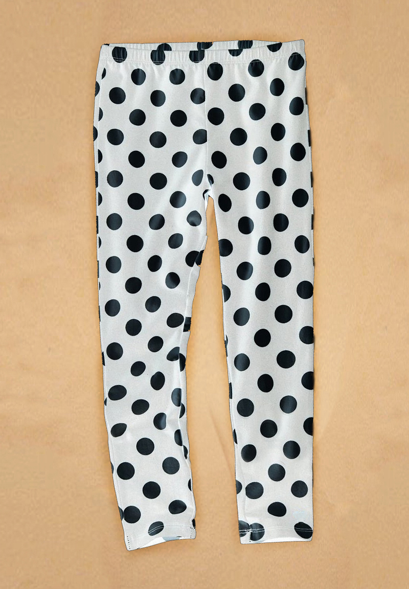 The girl was wearing polkadot leggings.
