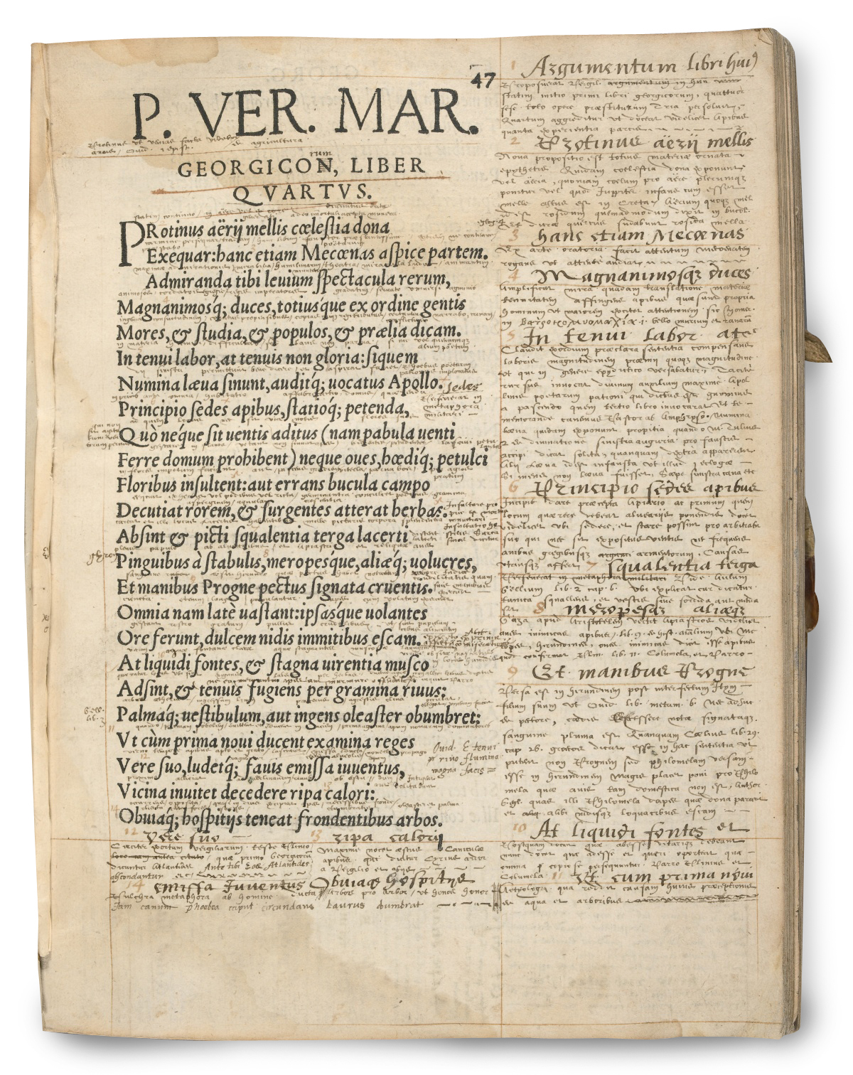 A copy of Virgil annotated by a French student circa 1560.
