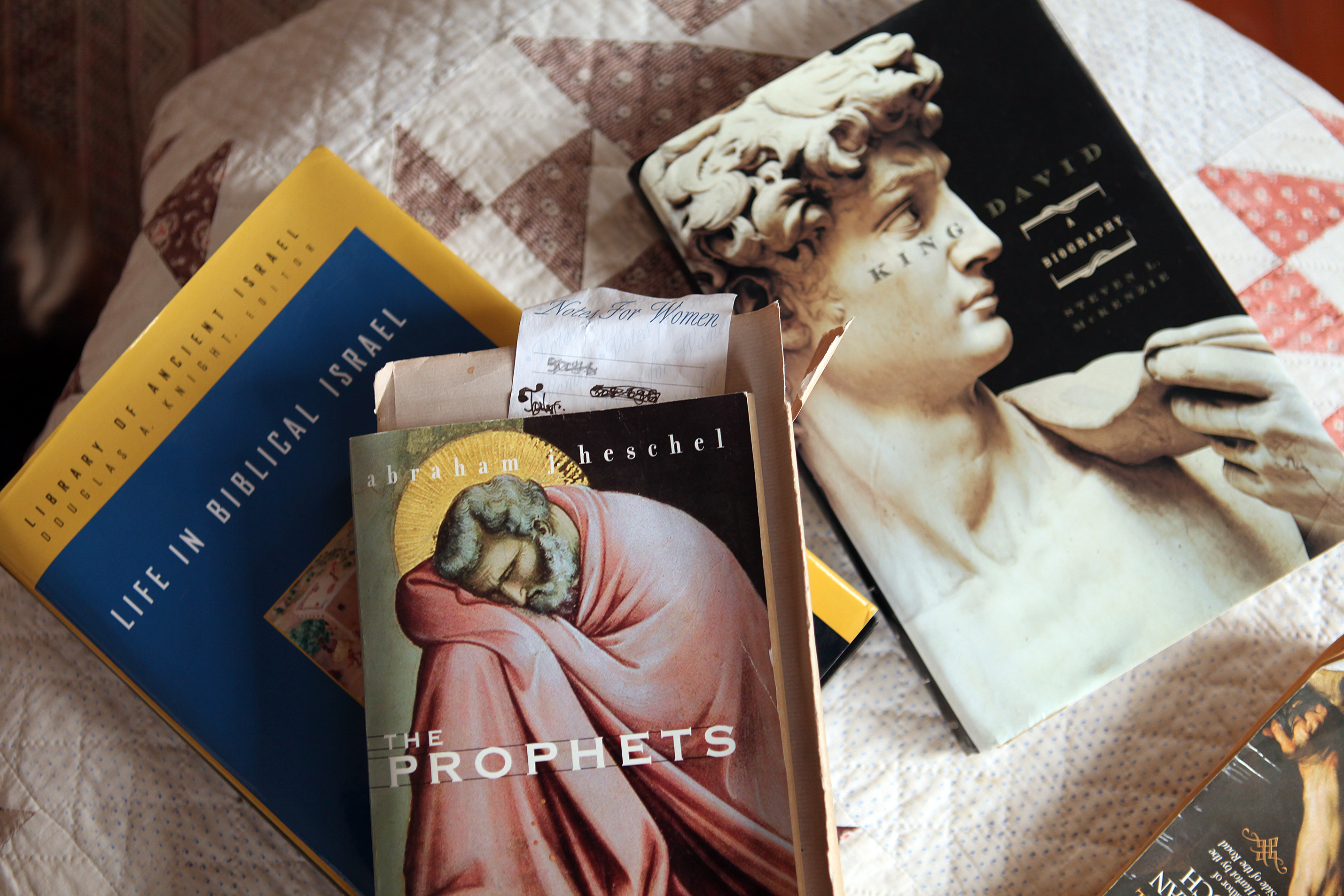 Brooks always has reference books close at hand.