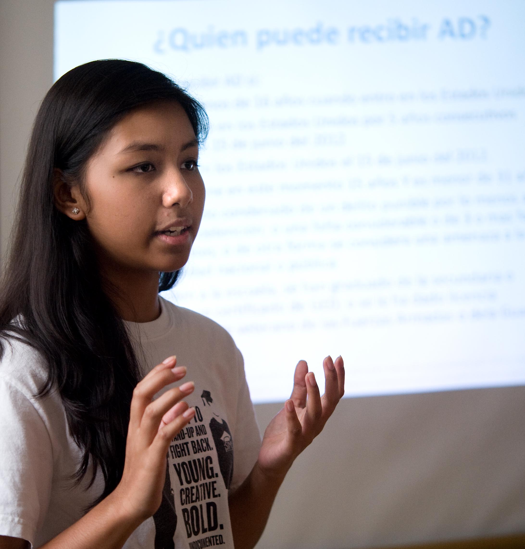Nalyn Yim helped lead a community informational forum.