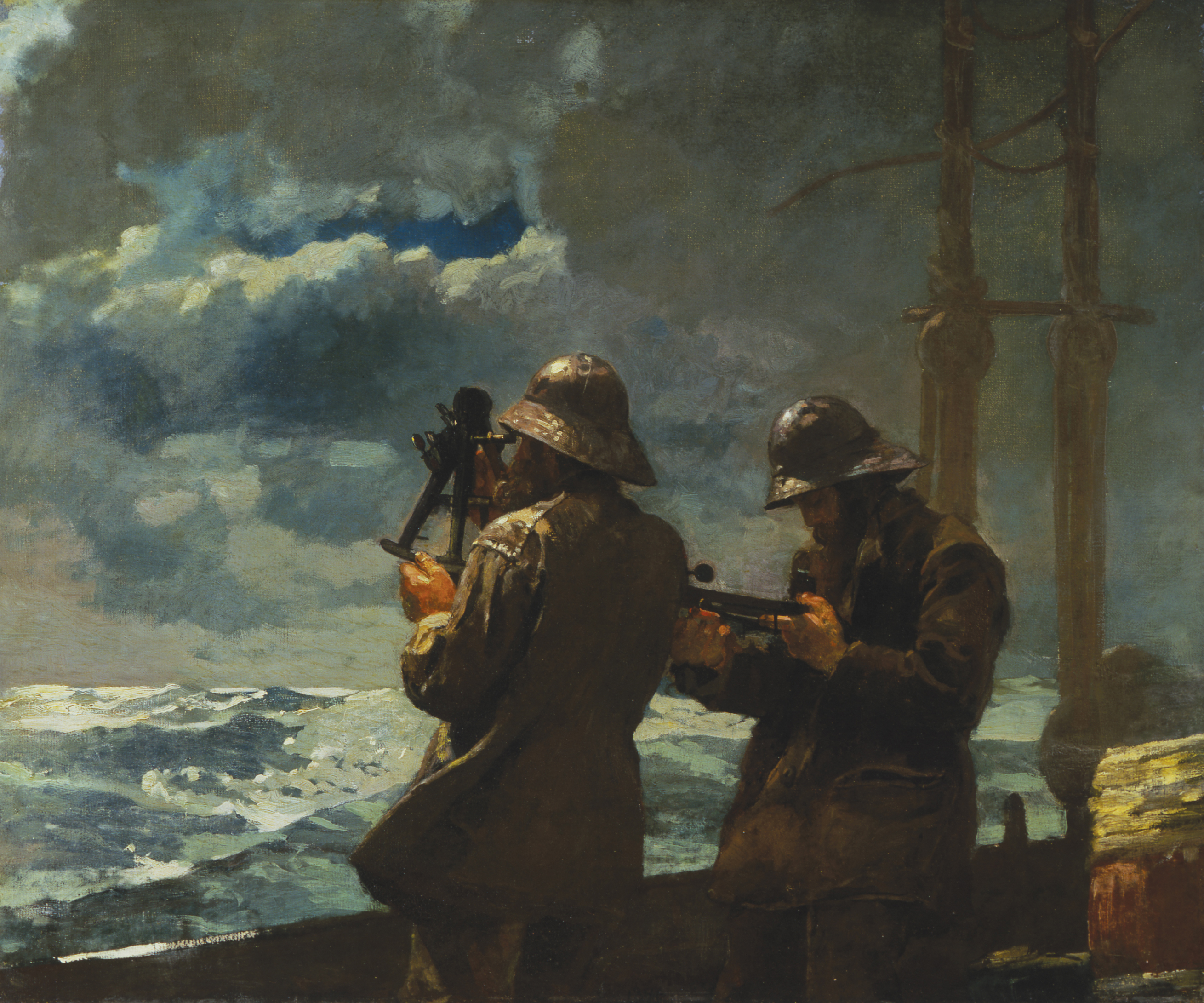 Winslow Homer’s 1886 oil on canvas titled “Eight Bells.”