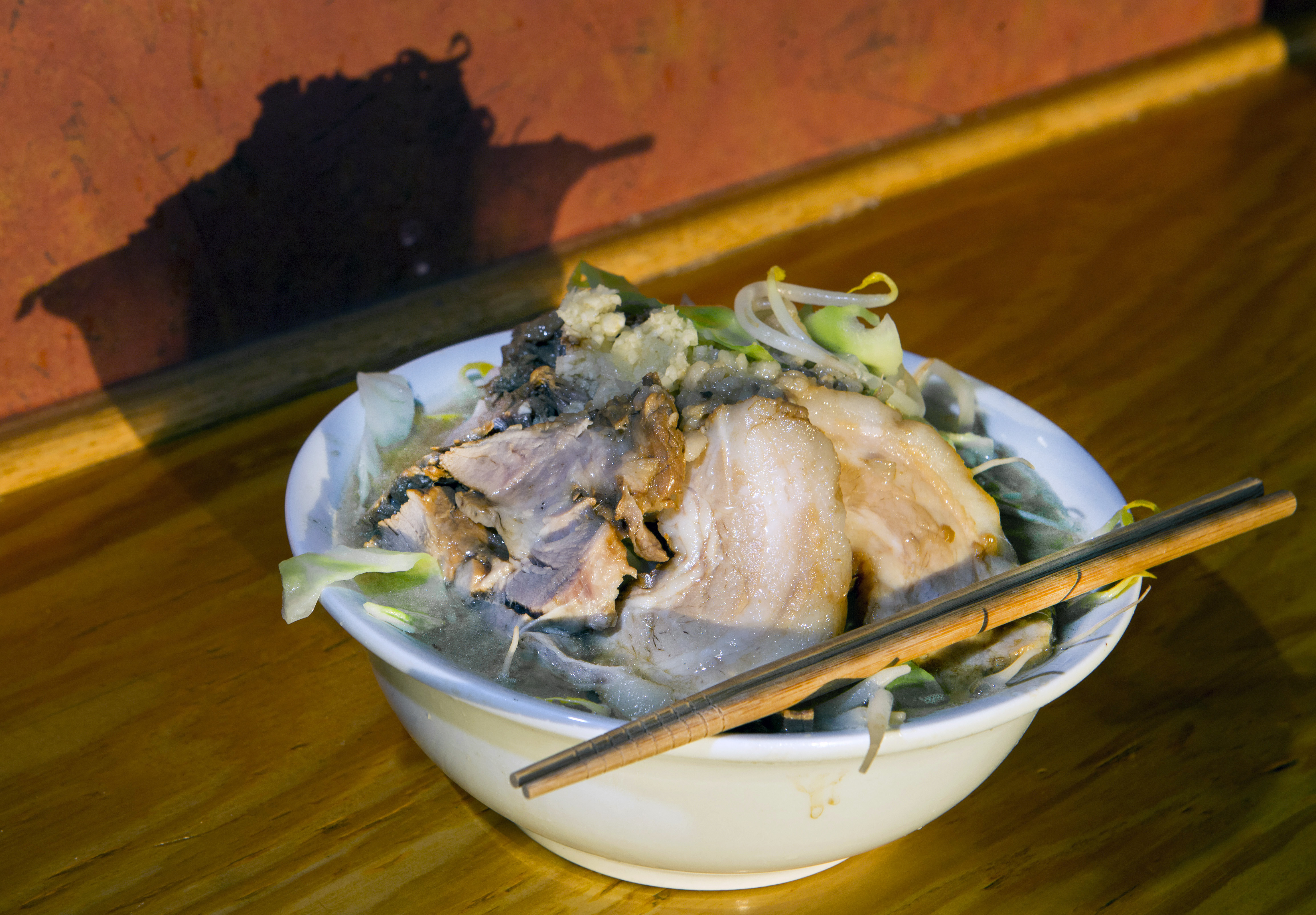 The pork ramen (only thing on the menu) prepared by Tsuyoshi Nihioka, chef/owner of Yune wo Katare.