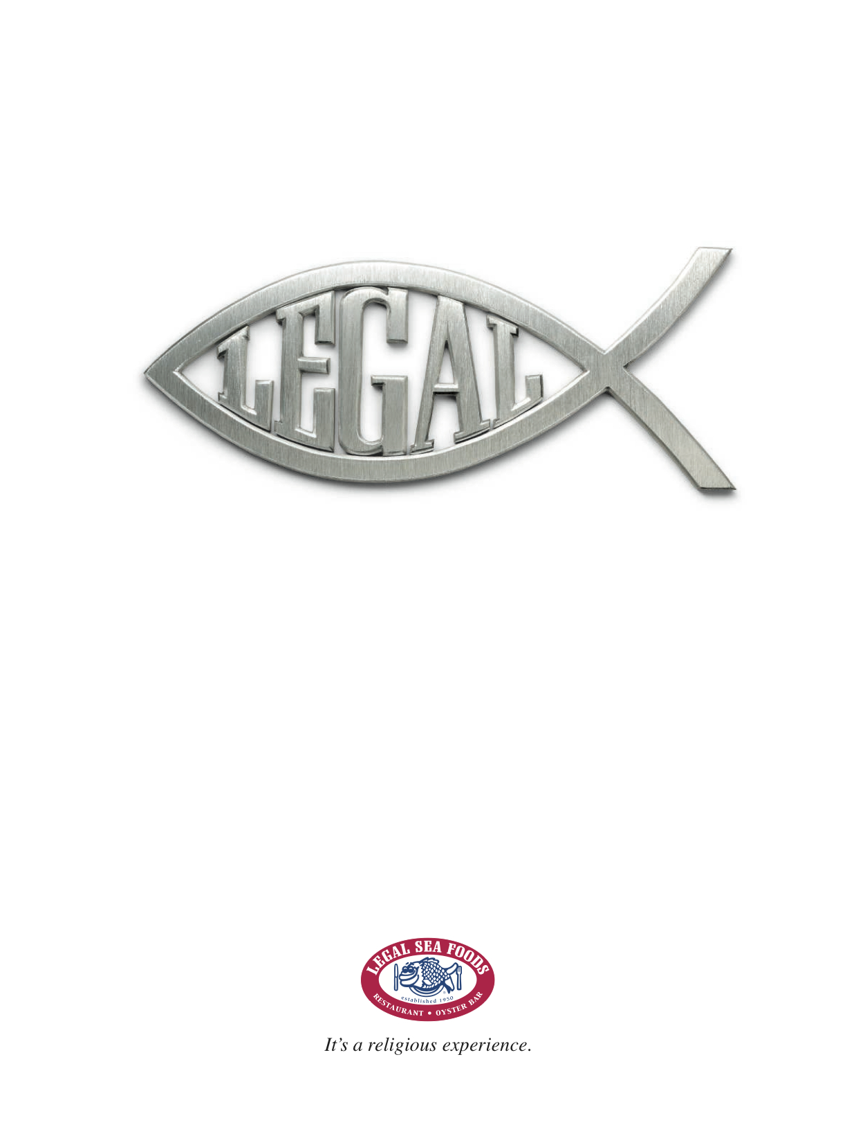 A Legal Sea Foods ad features its own take on the “Jesus fish.”