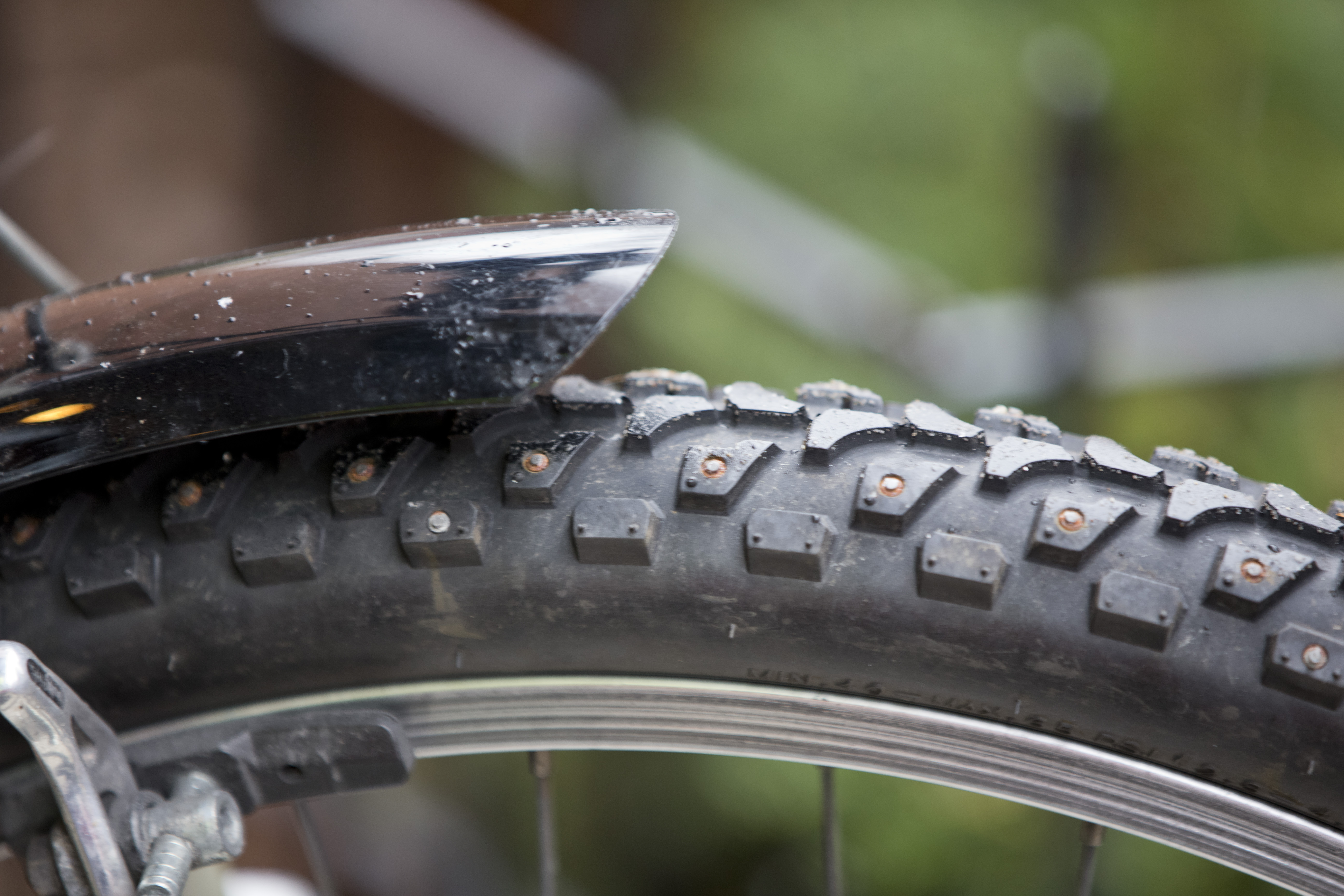 Peter Cheung equipped his bike with studded tires for the winter.