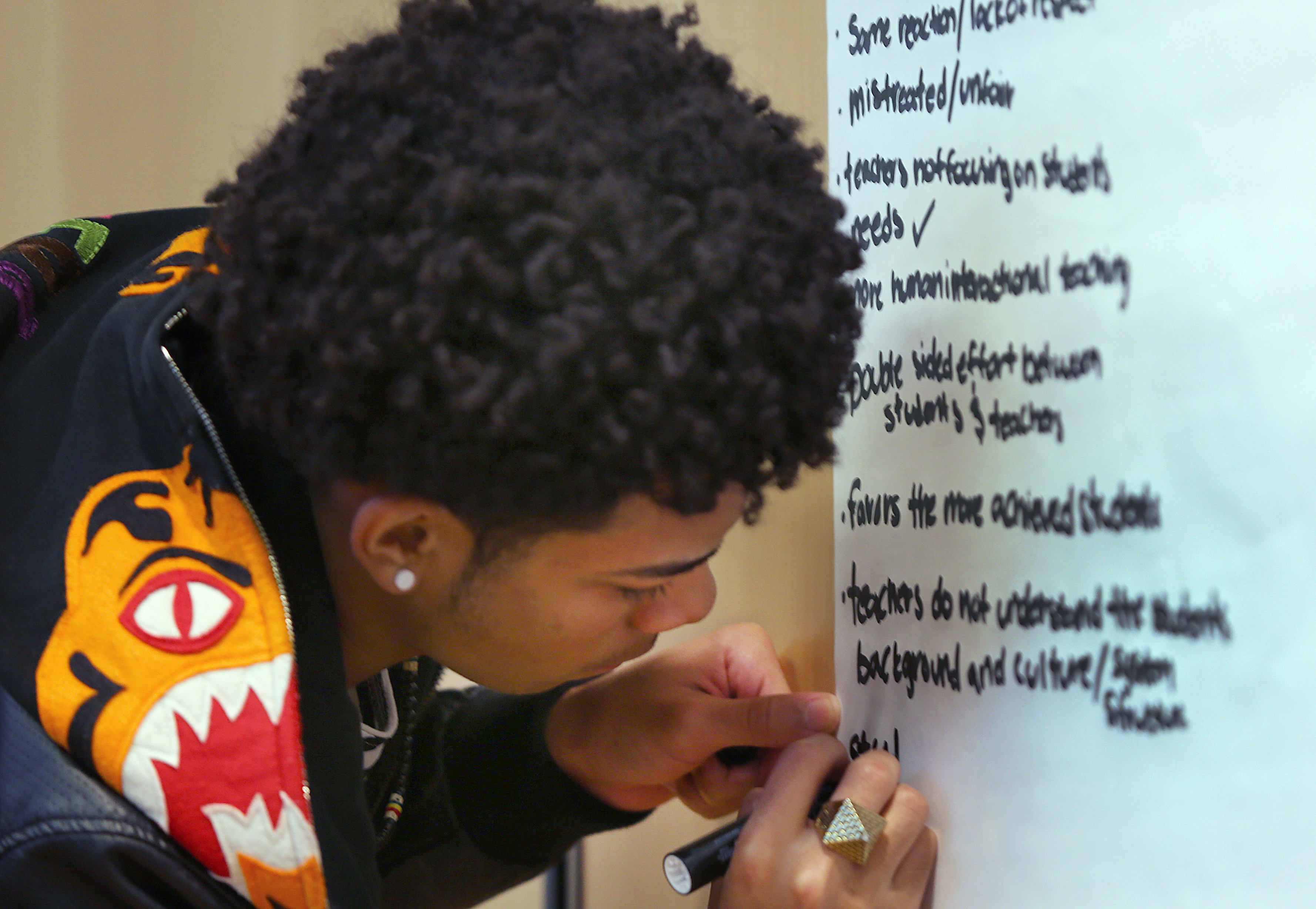 Seventeen young men of color in the Boston Public Schools, along with other students, presented their recommendations to improve the city’s quality of education
