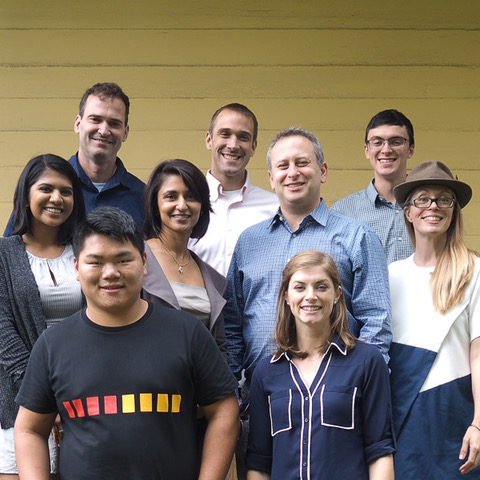 Rupal Patel (center) with employees at VocaliD, a Belmont company that designs synthetic digital voices.