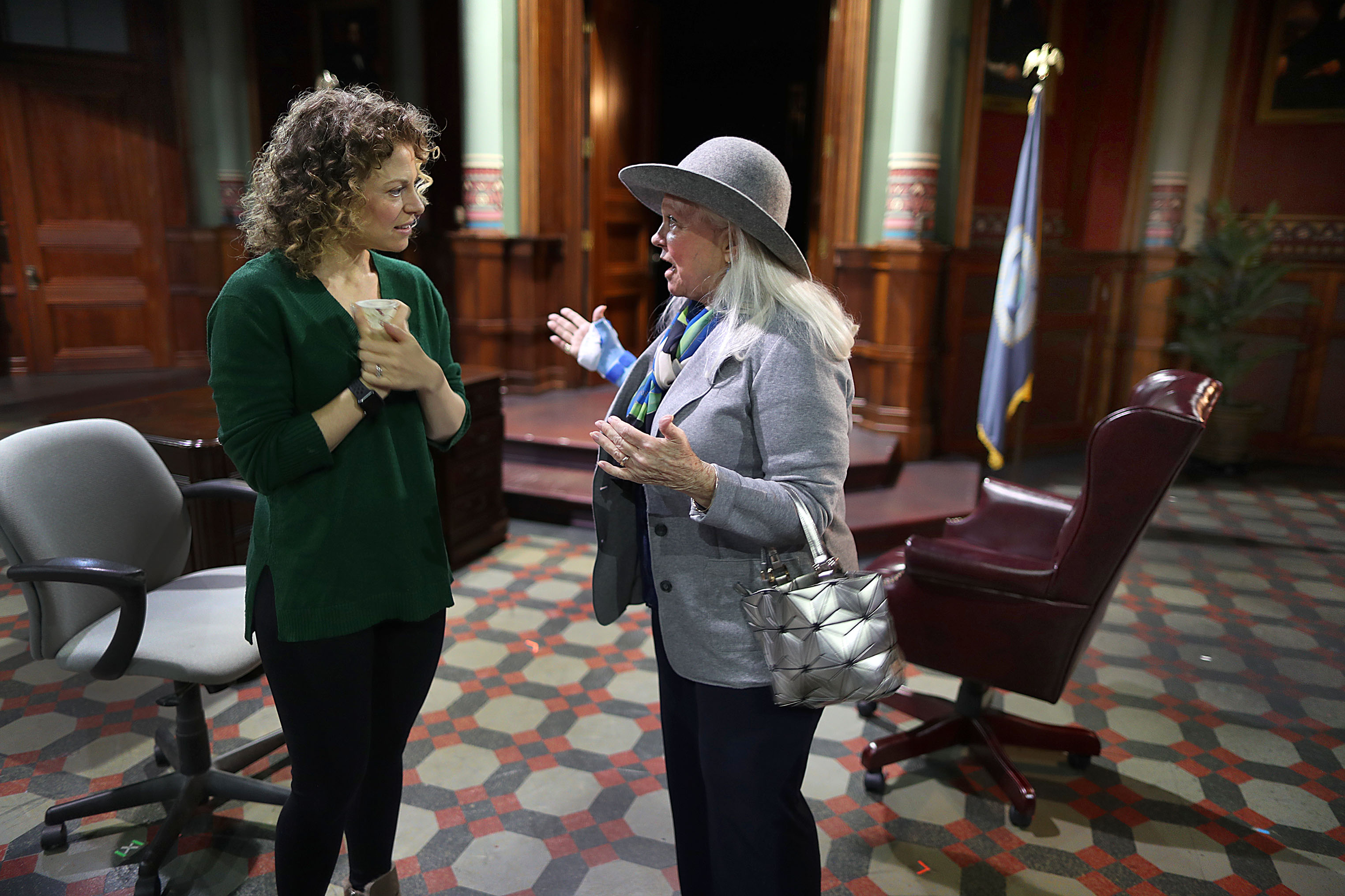 Rebecca Gibel (left) plays Bentley in the production, which is based on the life of the former Providence mayor.