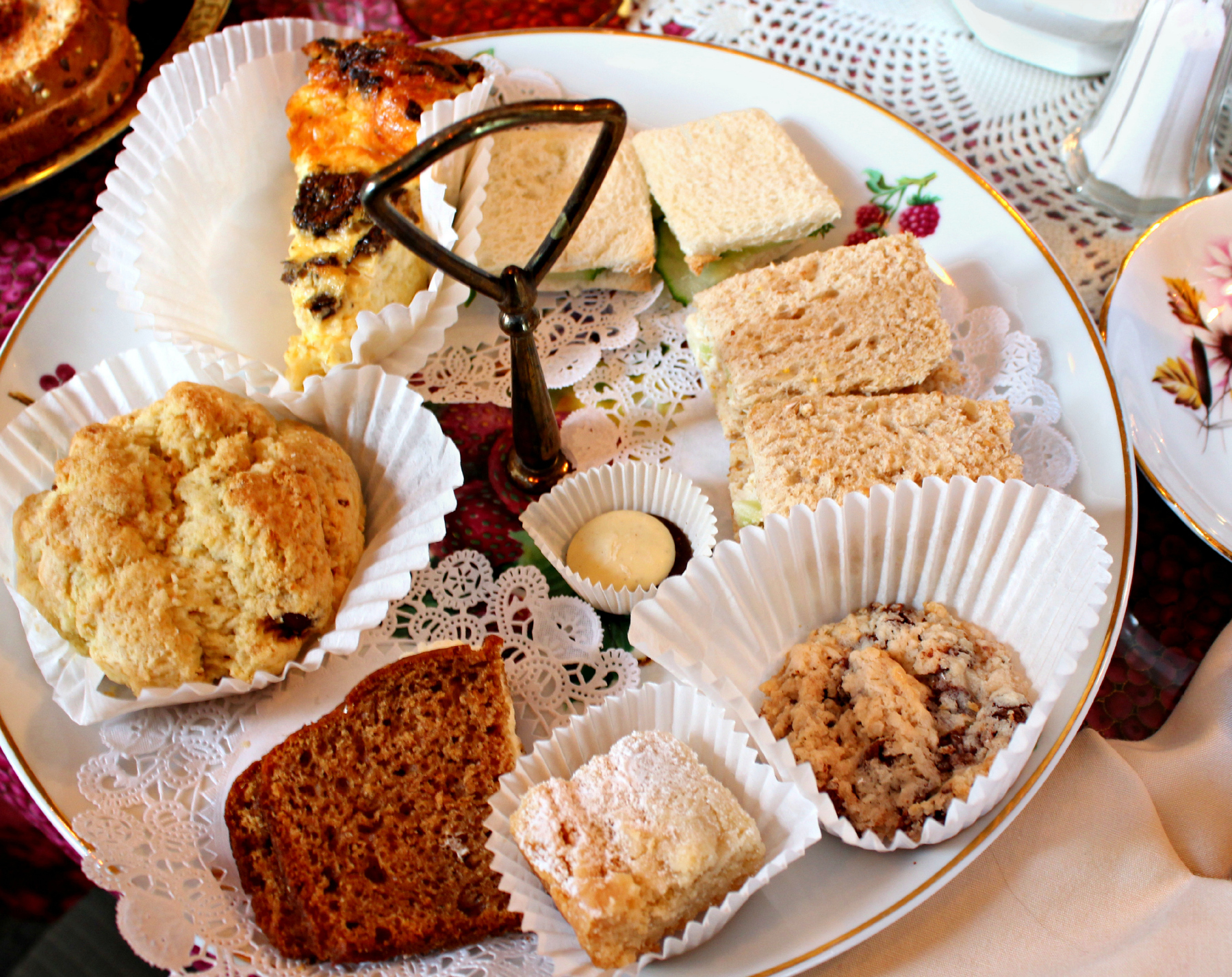 The Duchess of Windsor afternoon tea includes finger sandwiches, scones, and other sweets and savories of the day.
