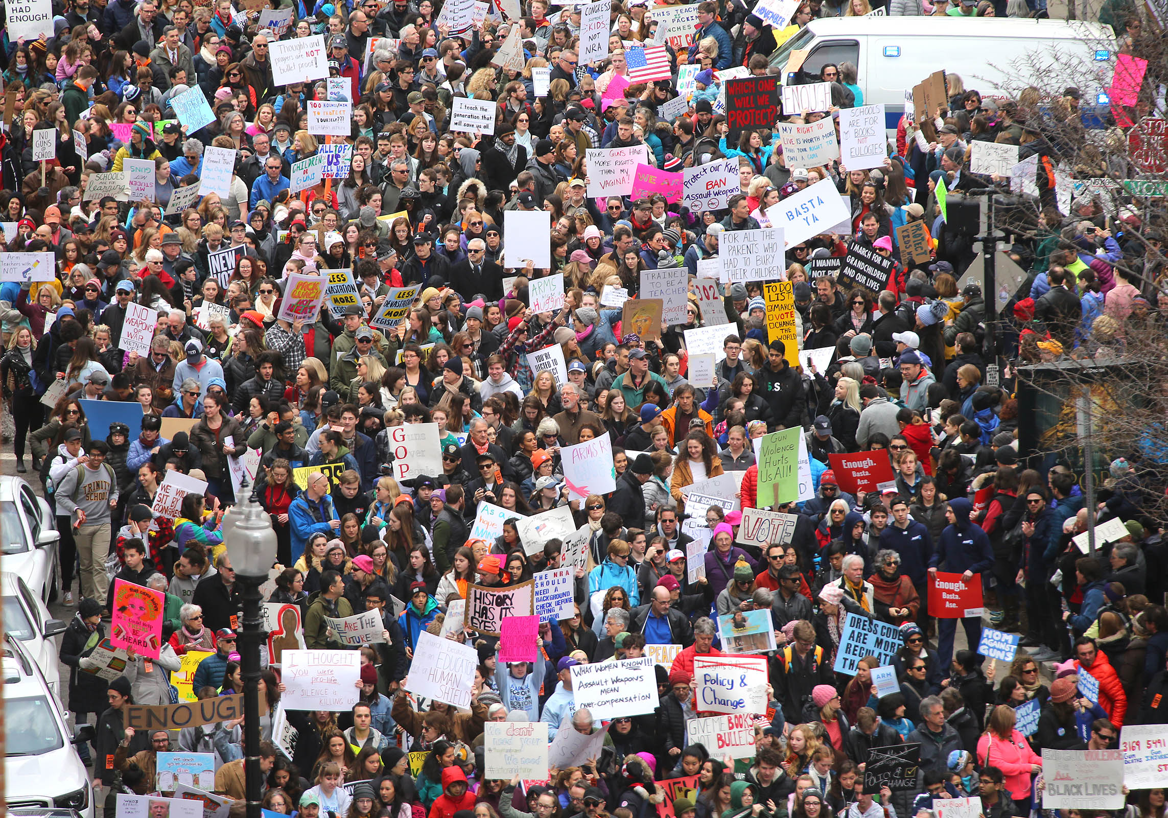 A March for Our Lives event in Boston on the same day as the Las Vegas rally drew thousands.