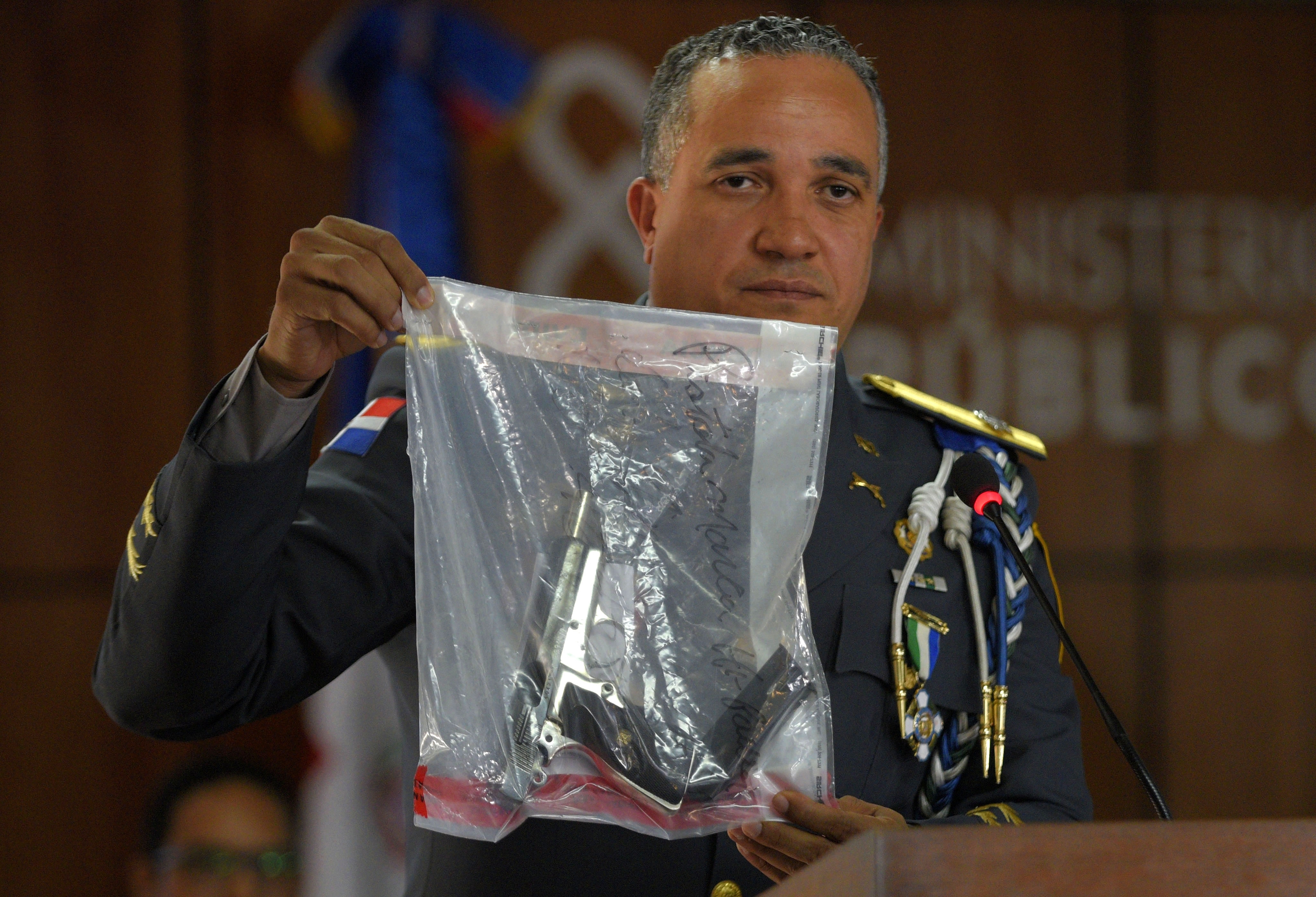 Ney Aldrin Bautista Almonte on Wednesday held up the weapon that was used to shoot former Boston Red Sox slugger David Ortiz.