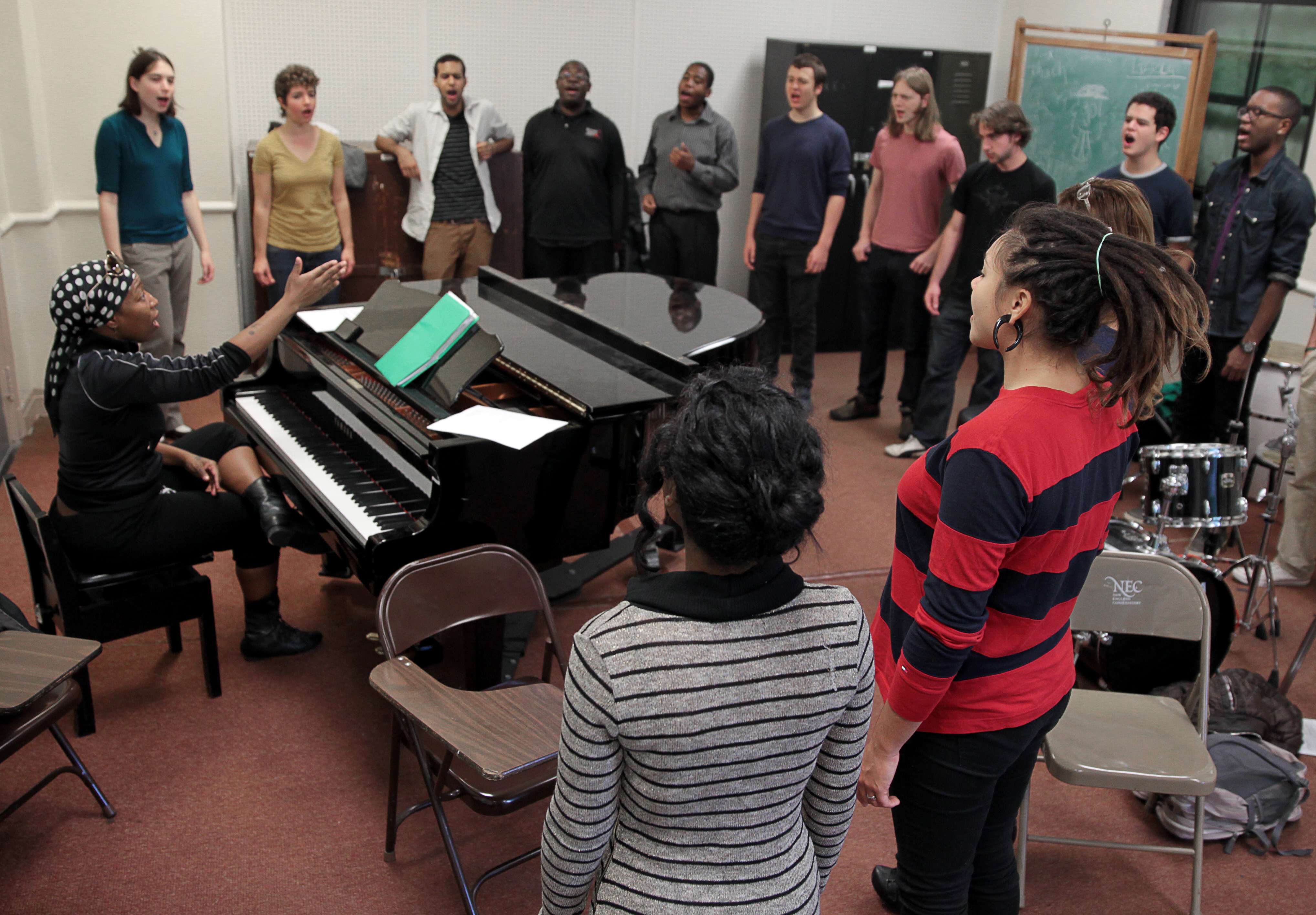 Nedelka Prescod leads the African America Roots Ensemble at NEC.