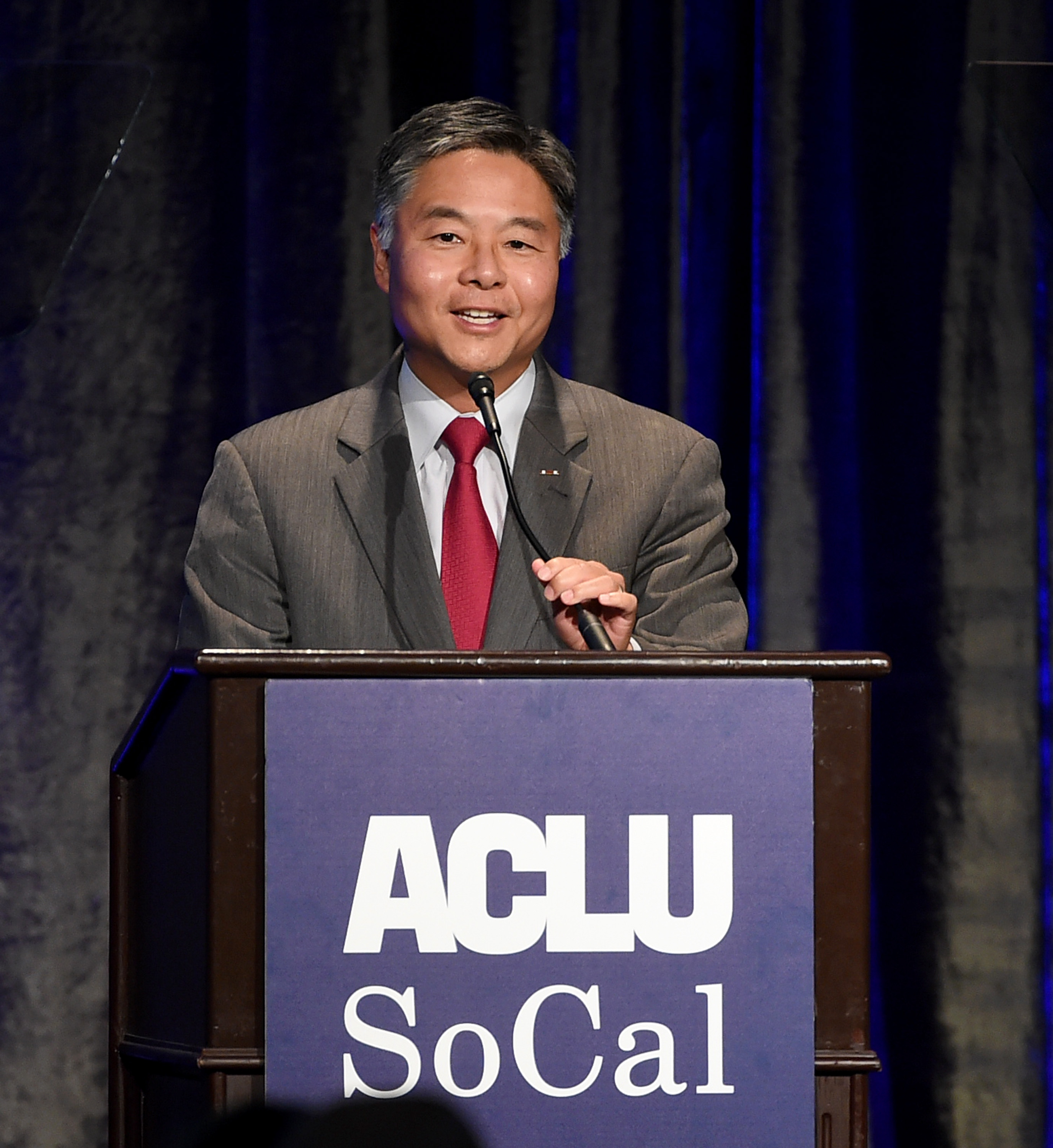 US Representative Ted Lieu speaks at the ACLU's Annual Bill of Rights Dinner in Beverly Hills, Calif., in November.