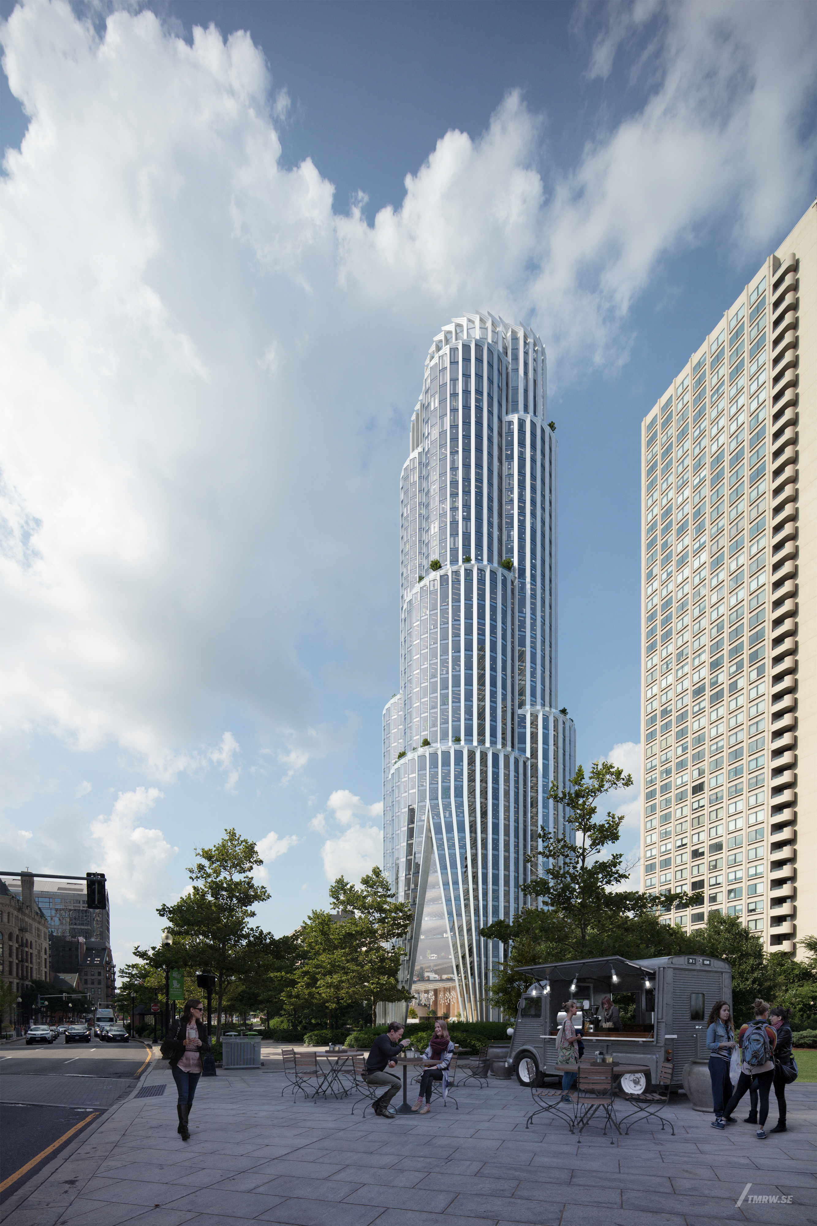 A rendering of the building.