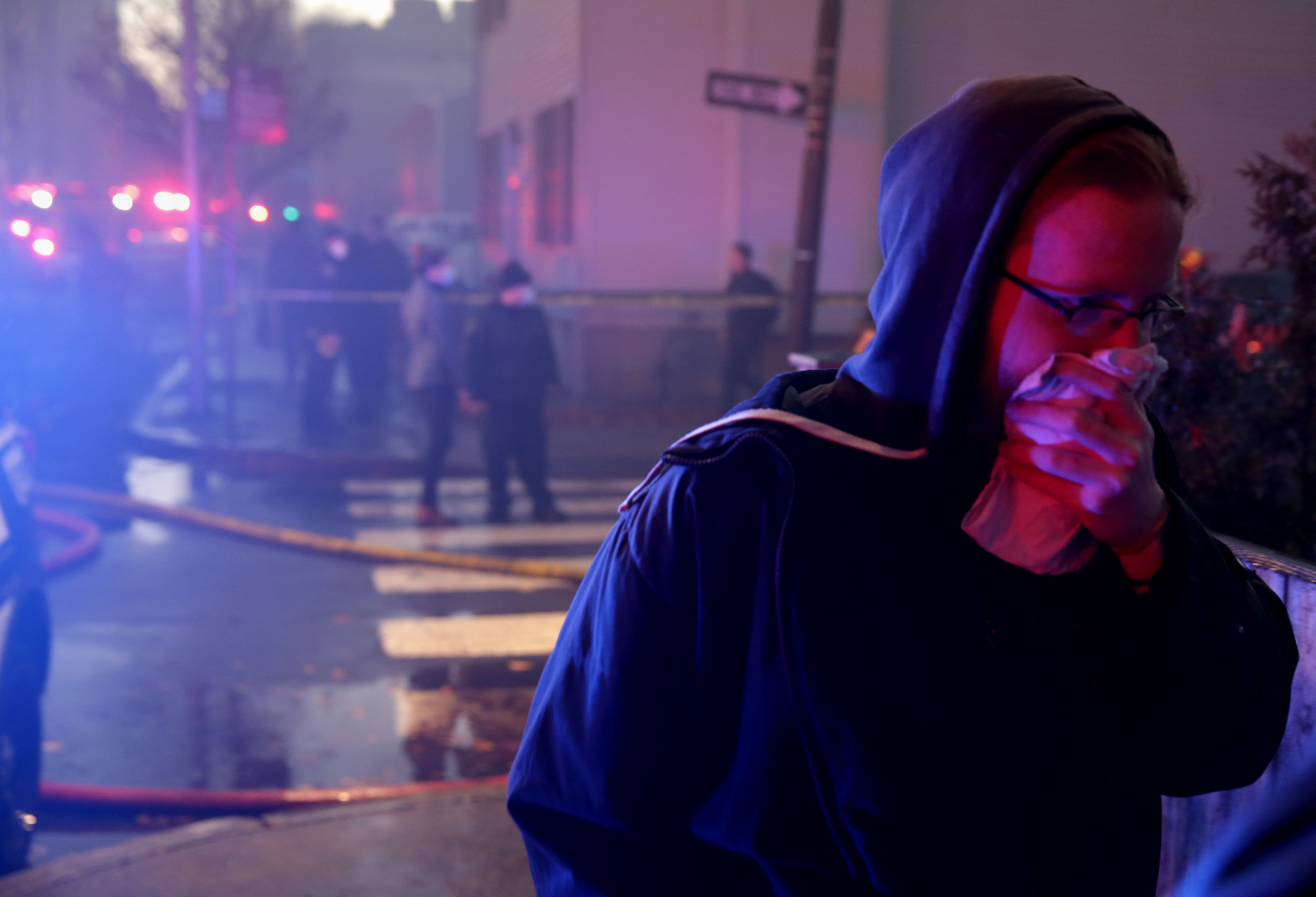 The scene near the fire.