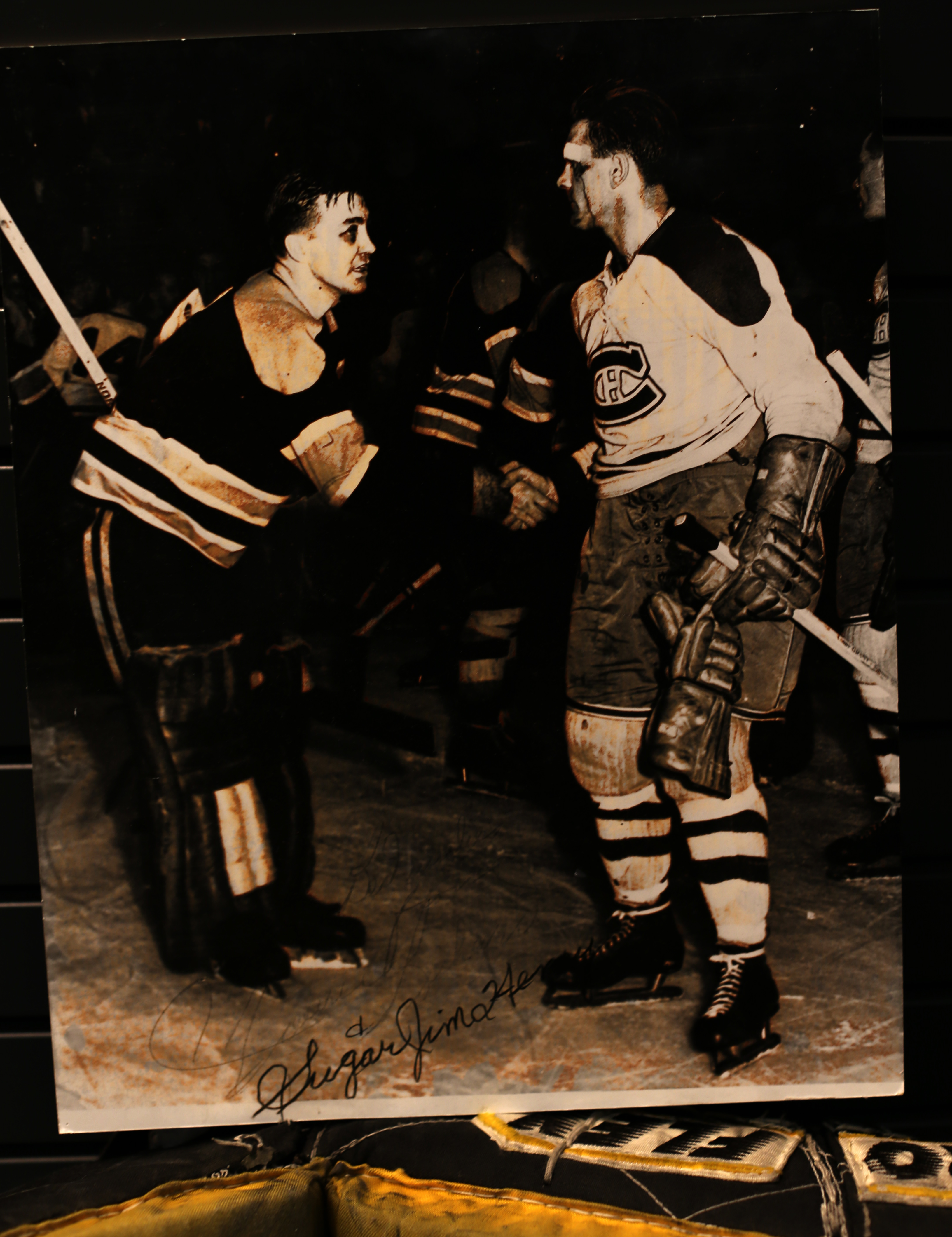 In 1952, Bruins goalie “Sugar” Jim Henry and Canadiens legend Rocket Richard expressed respect after a hard-fought semifinal series.
