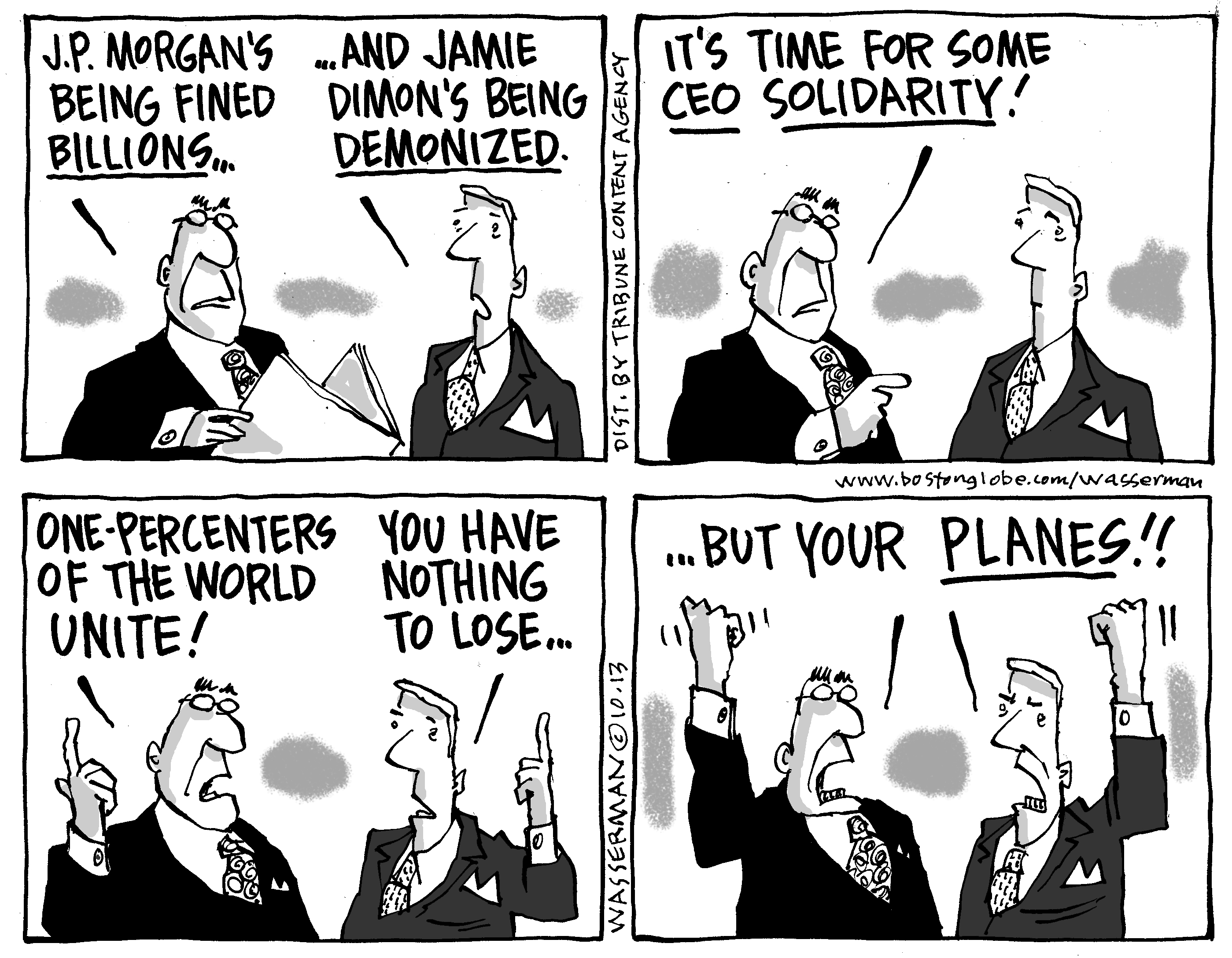 Editorial cartoon Fines for JP The Boston Globe