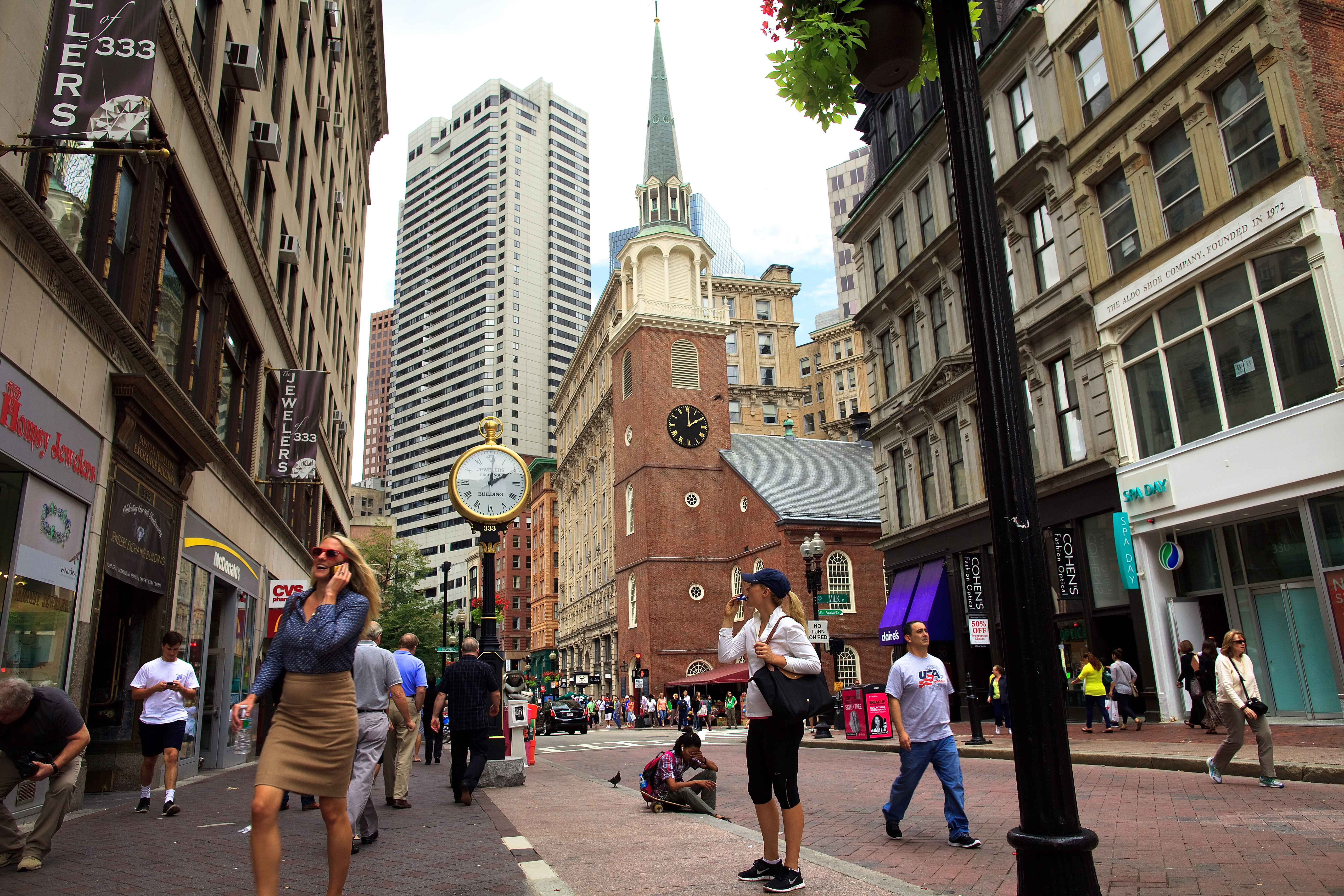 The Old South Meeting house on Washington Street.