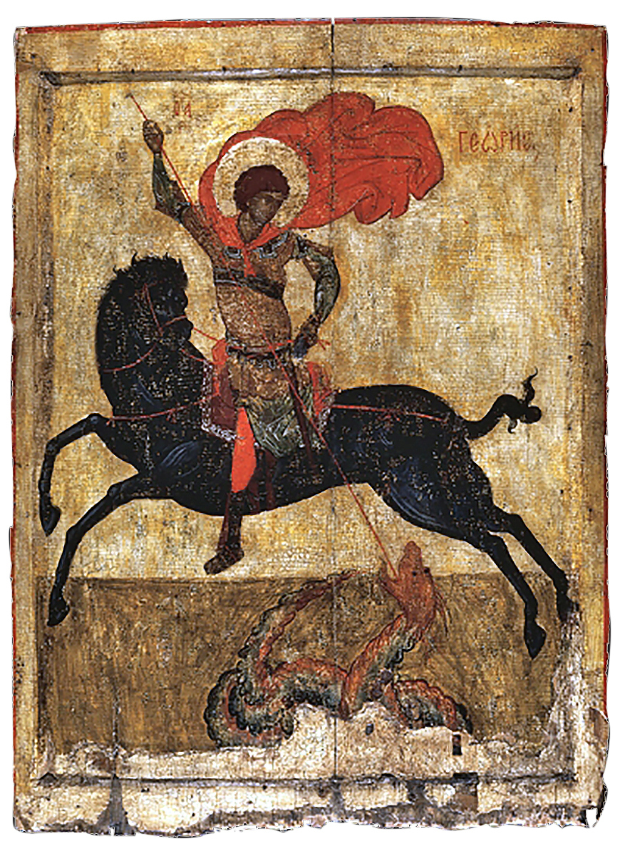 “Saint George and the Dragon,” a 14th-century Russian icon.