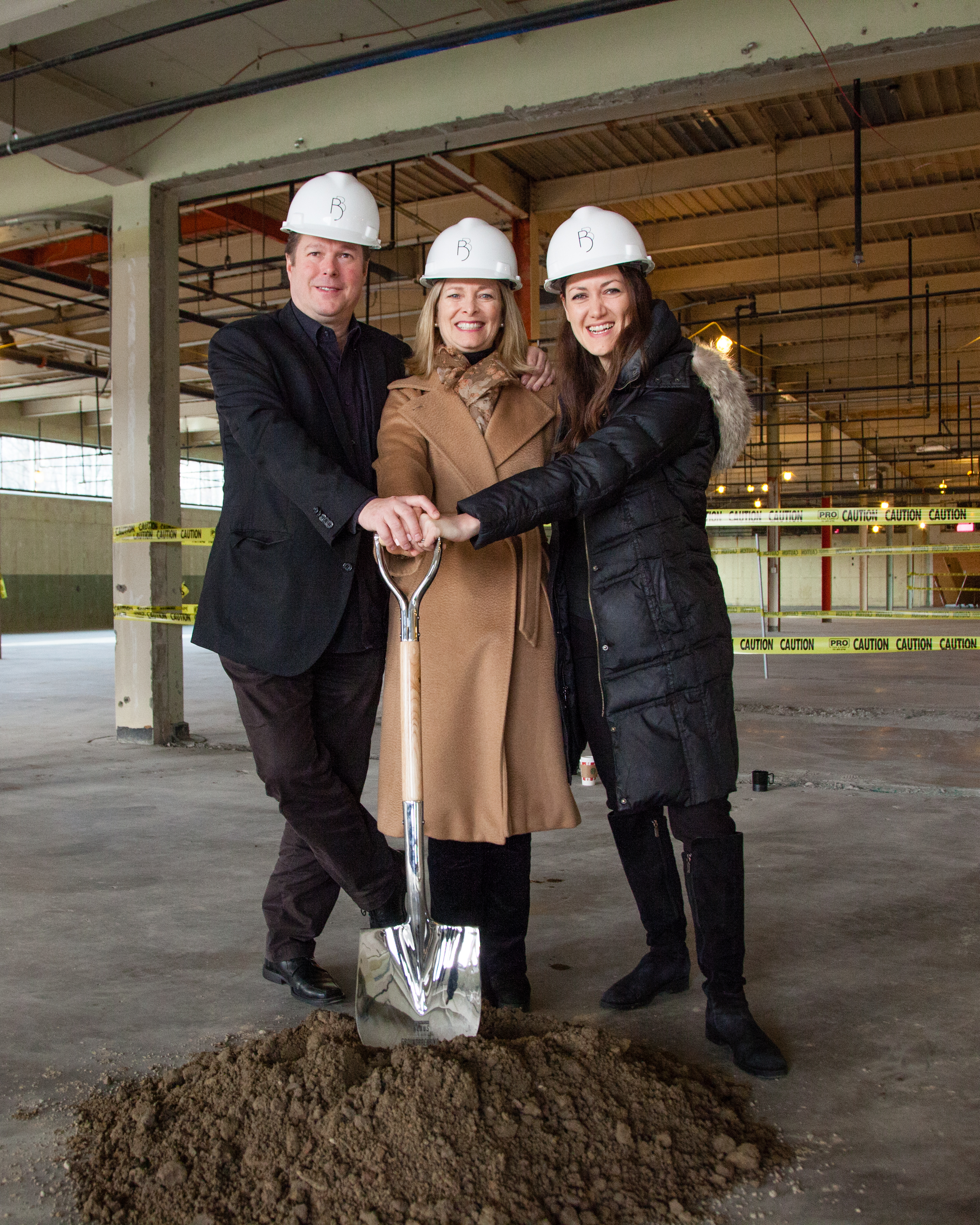 Boston Ballet artistic director Mikko Nissinen, Boston Ballet trustee and fund-raising campaign chair E. Pixley Schiciano, and Boston Ballet executive director Meredith “Max” Hodges at the groundbreaking ceremony.