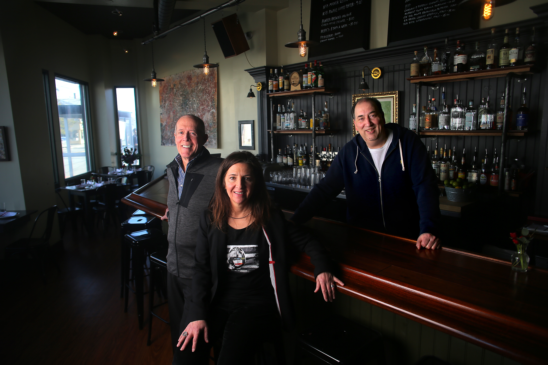From left: Steve Robinson, Carol King, and Jeff Cincotta at the Watertown restaurant.