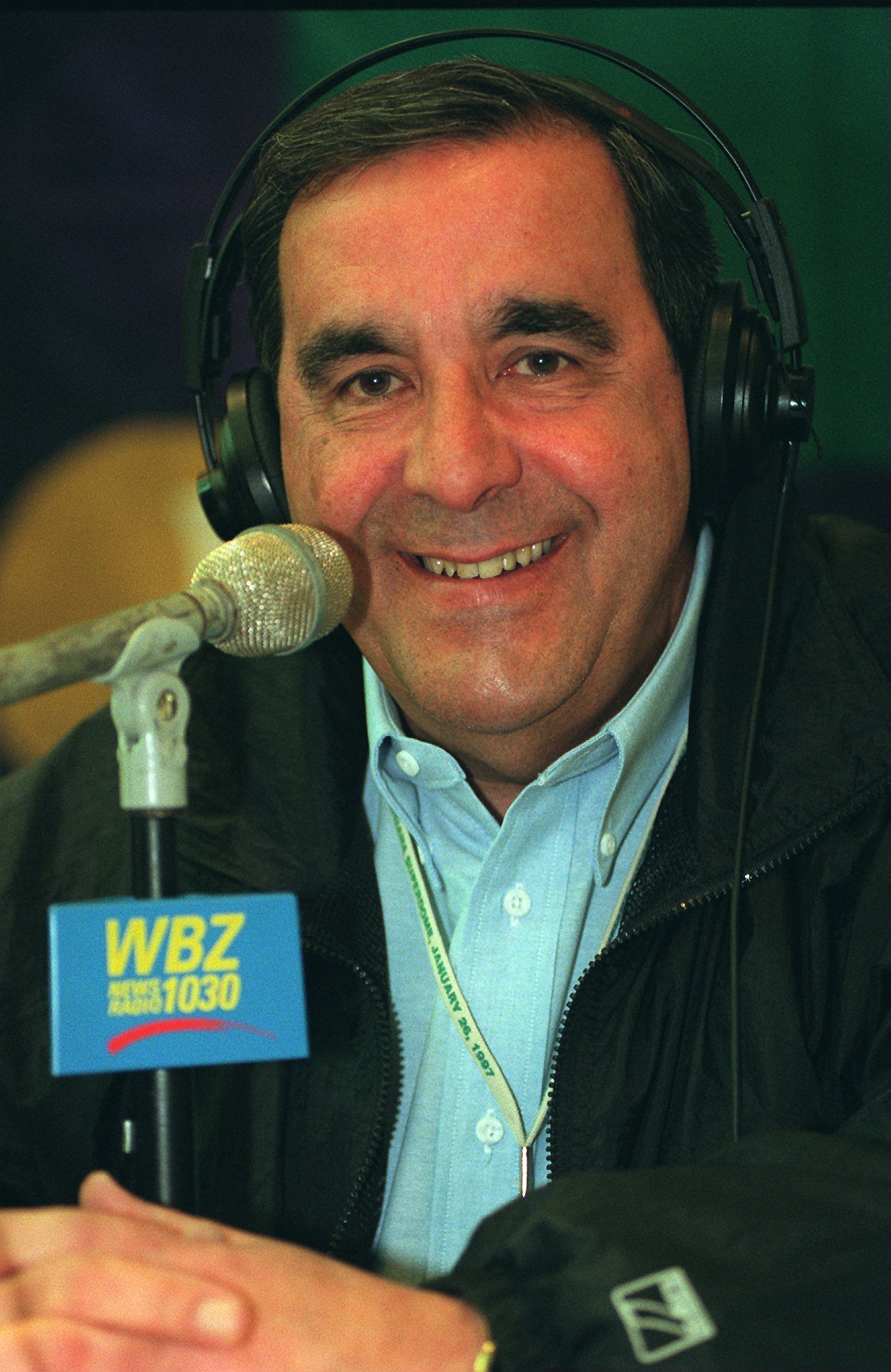 Mr. Santos, shown in 1997, was the Patriots’ radio play-by-play announcer for 36 seasons.