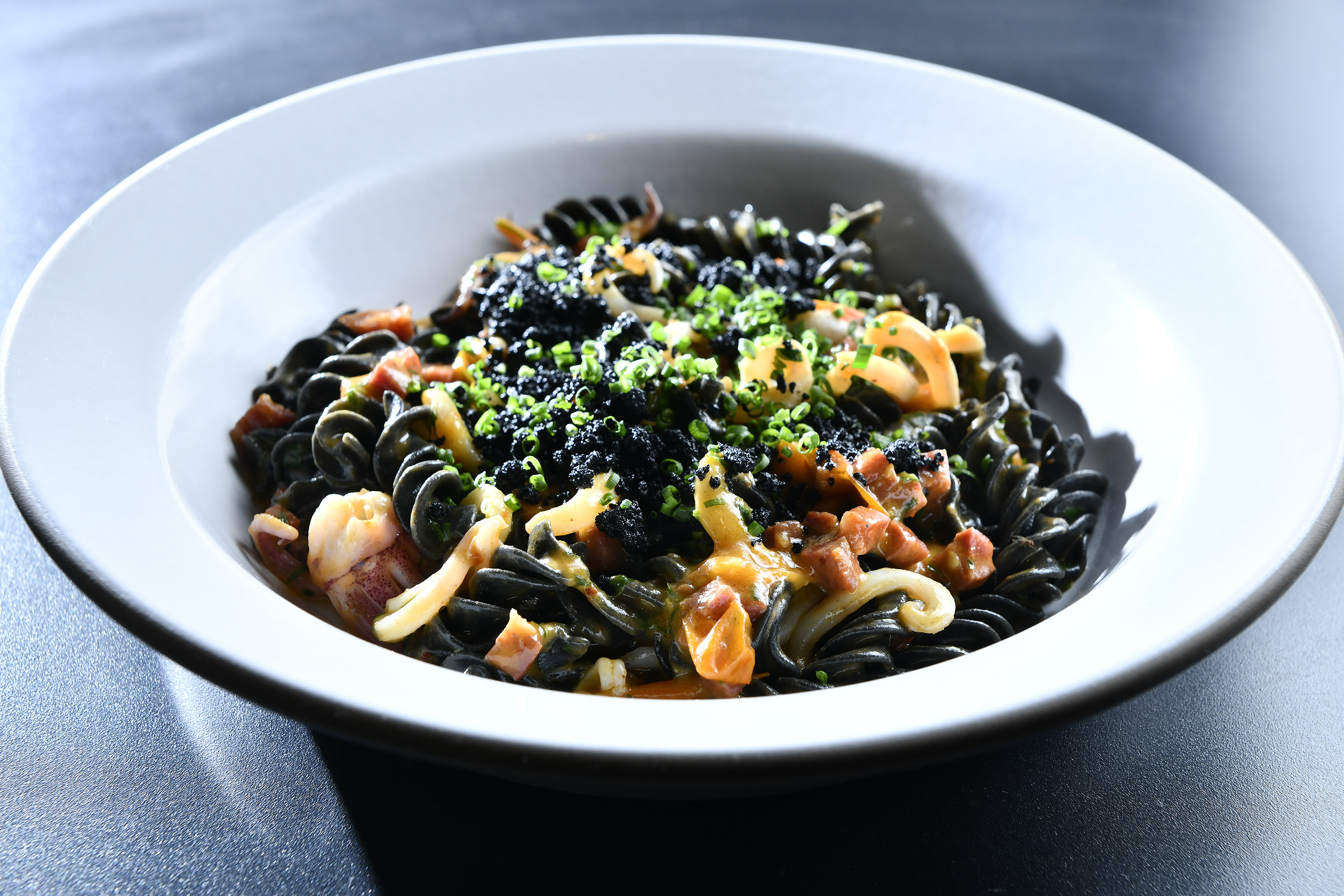 The squid ink fusilli at Chickadee in the Seaport.