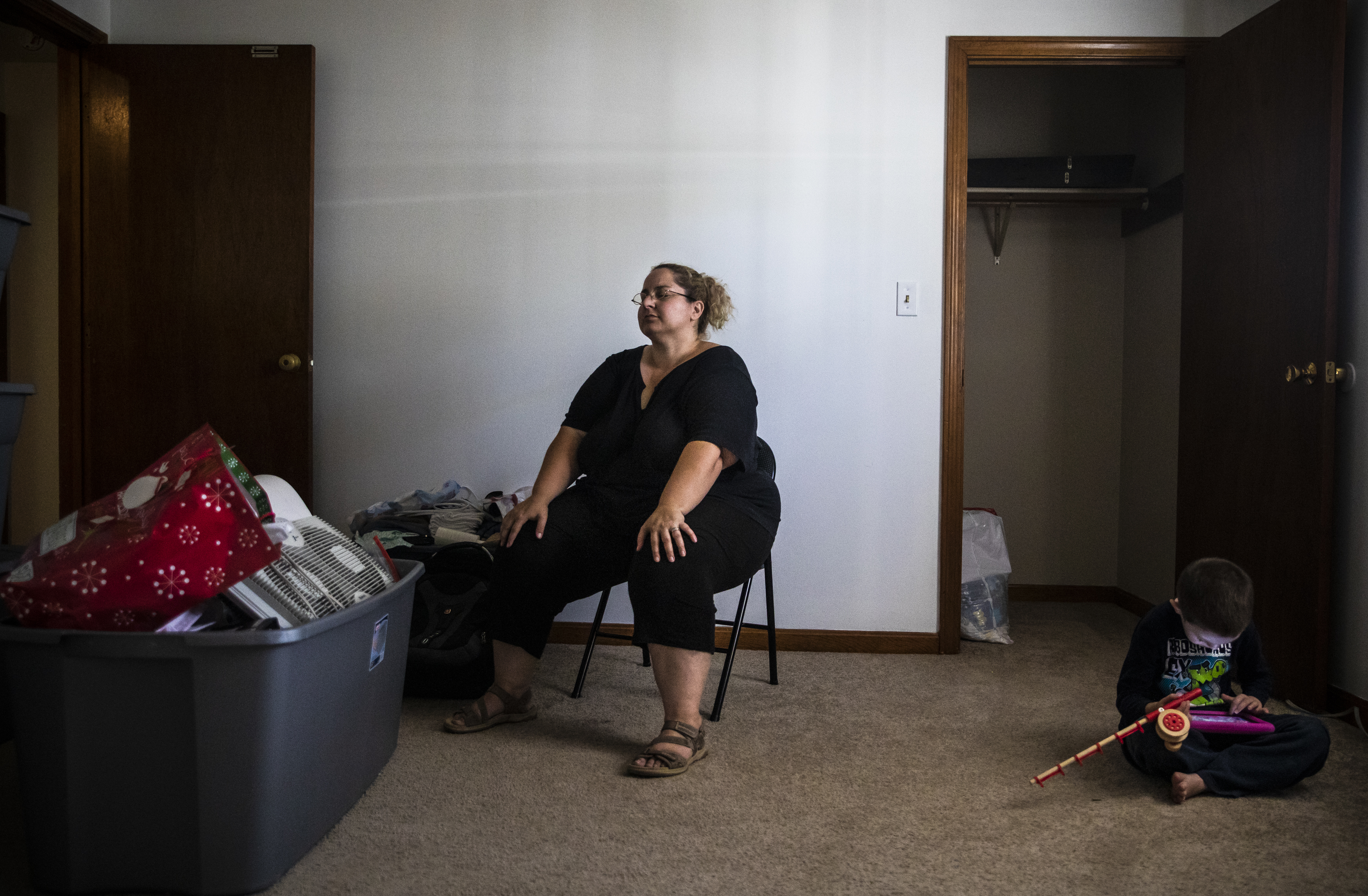 Mariah closed her eyes after packing a tote in her bedroom while her son Dylan, who has non-verbal autism, sat quietly at her side. The family of five was forced out of their home in Biddeford, Maine. With nowhere else to go, they reserved a spot in a campground for the foreseeable future.