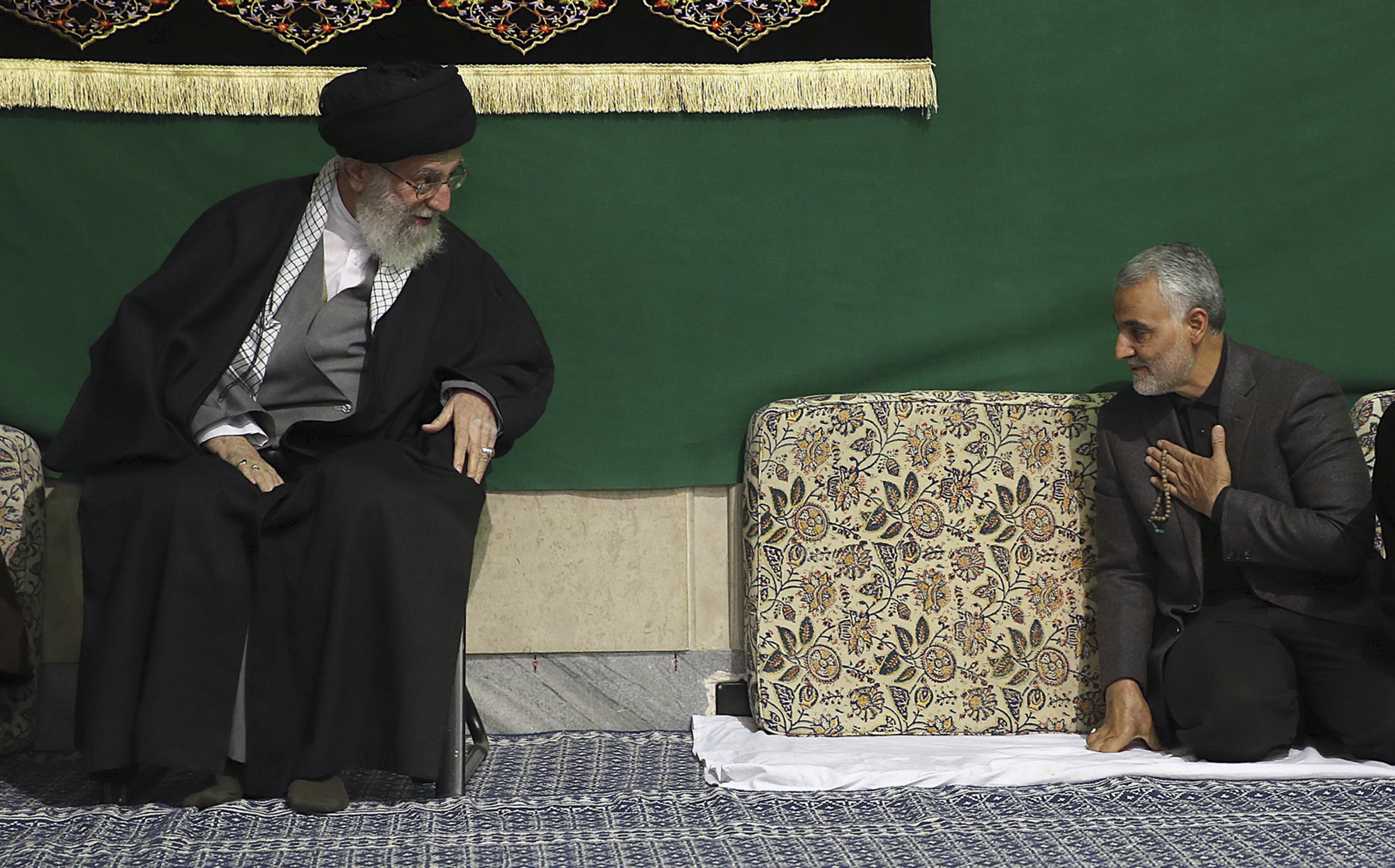Supreme Leader Ayatollah Ali Khamenei of Iran (left) alongside General Qassem Soleimani in 2015.