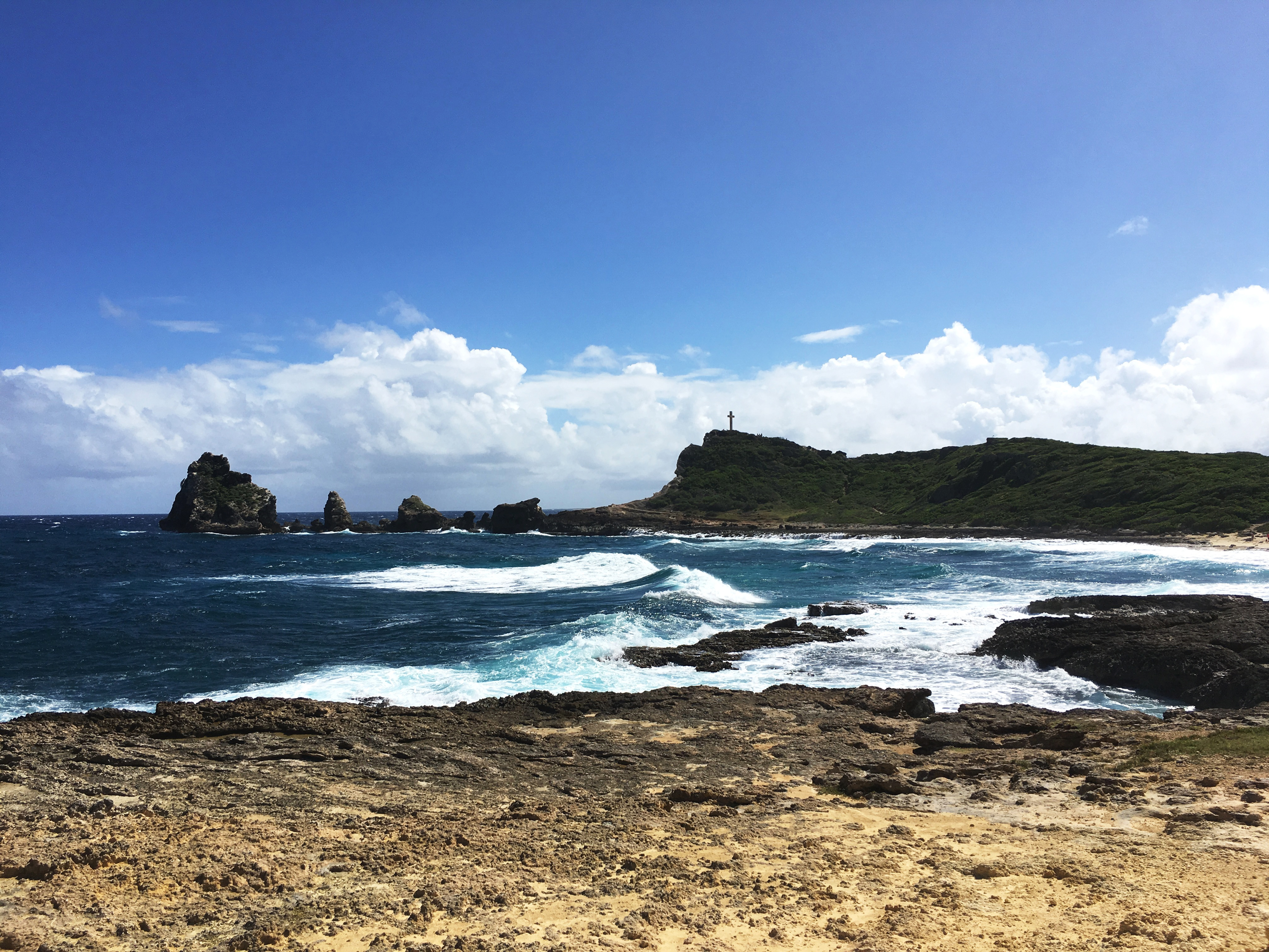 The rocky coast in Pointe des Chateaux, Guadeloupe.