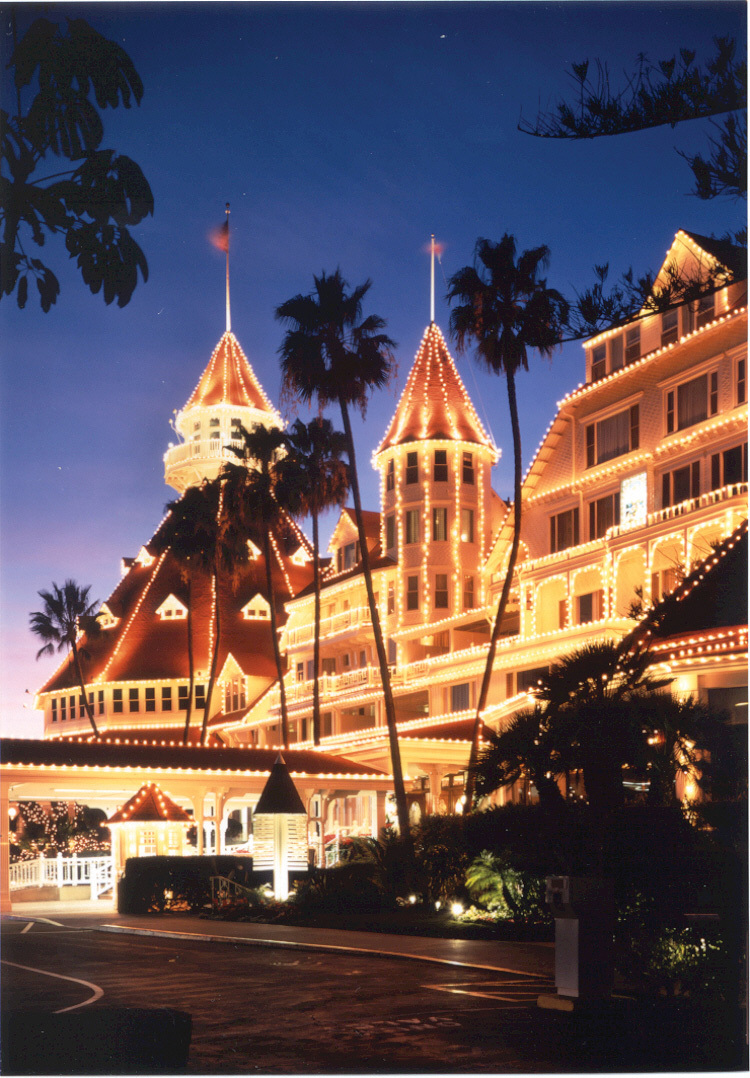 The Hotel Del Coronado has prime waterfront.