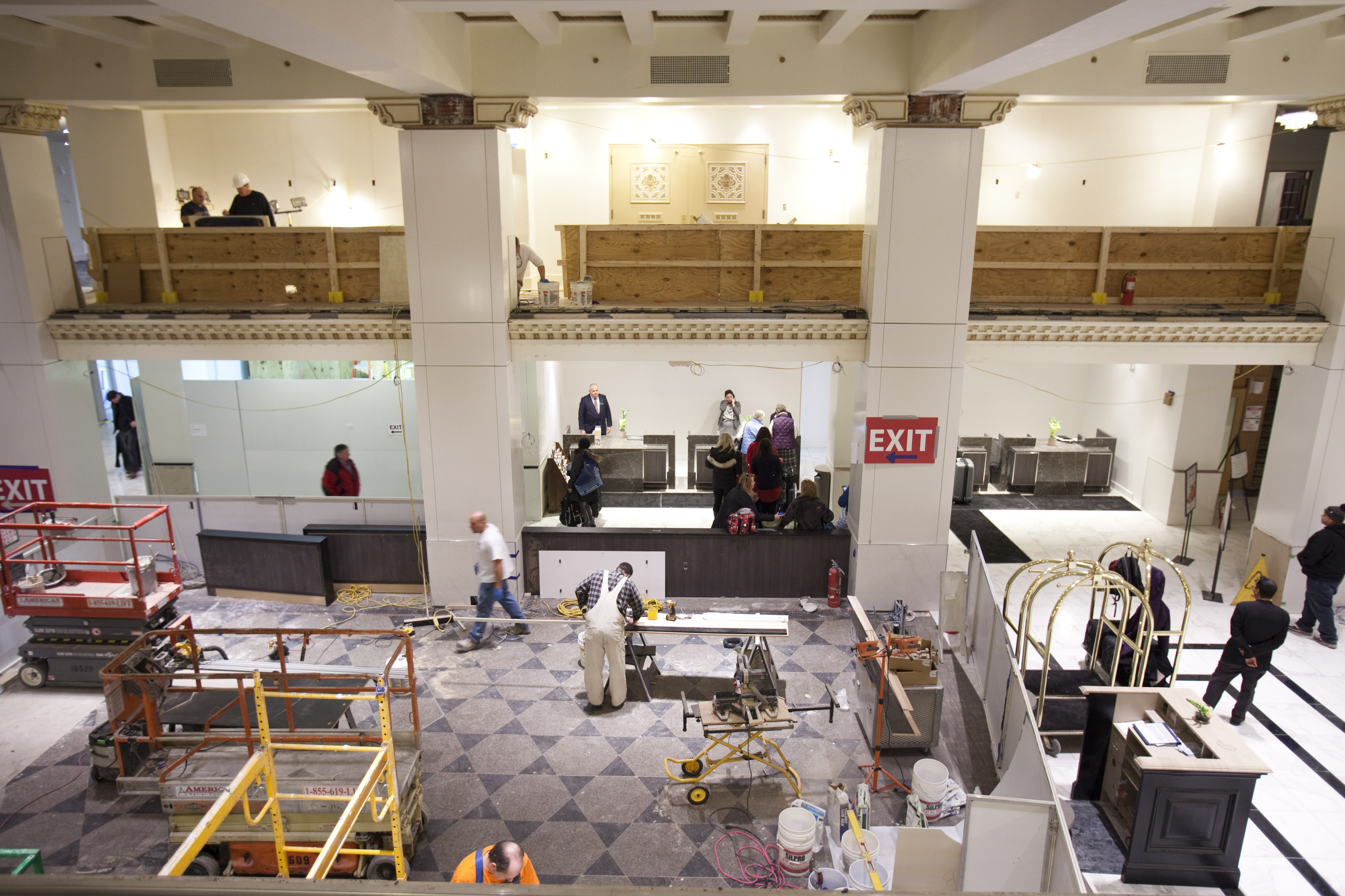 Ongoing work in the main lobby.