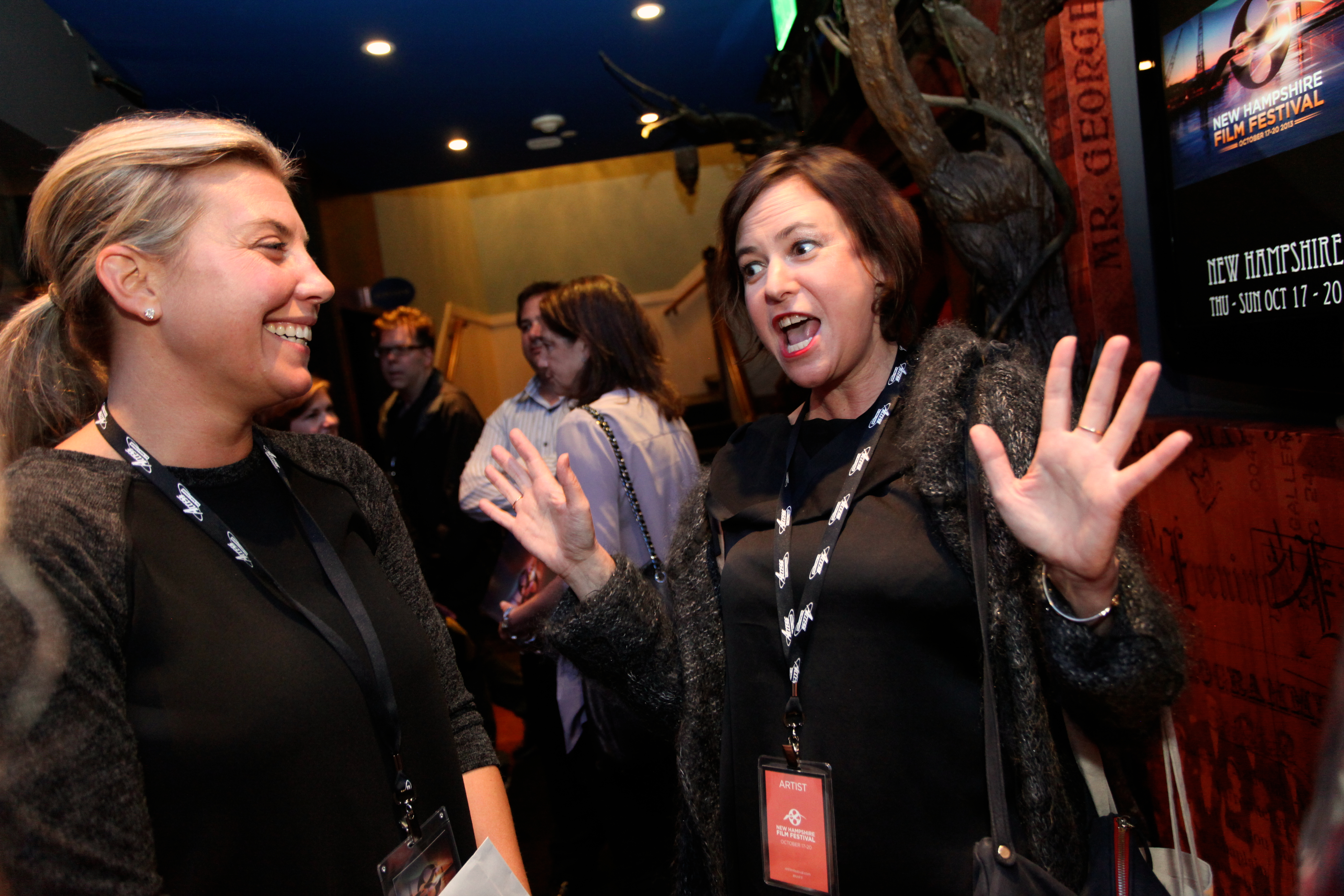 Lisa Muskat (right) with Nicole Gregg, executive director of the New Hampshire Film Festival.