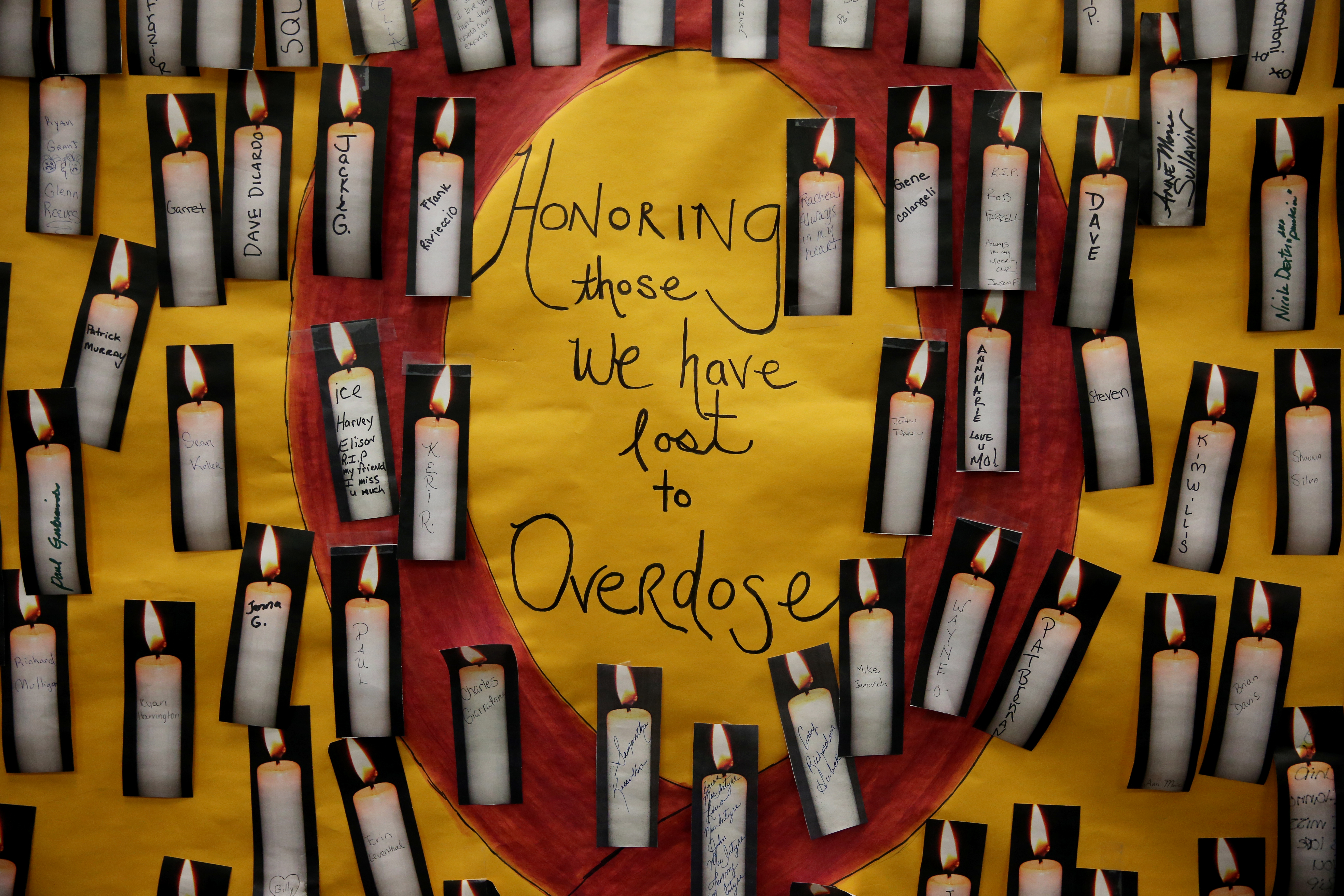 A memorial to those lost to overdoses at the Cambridge exchange.