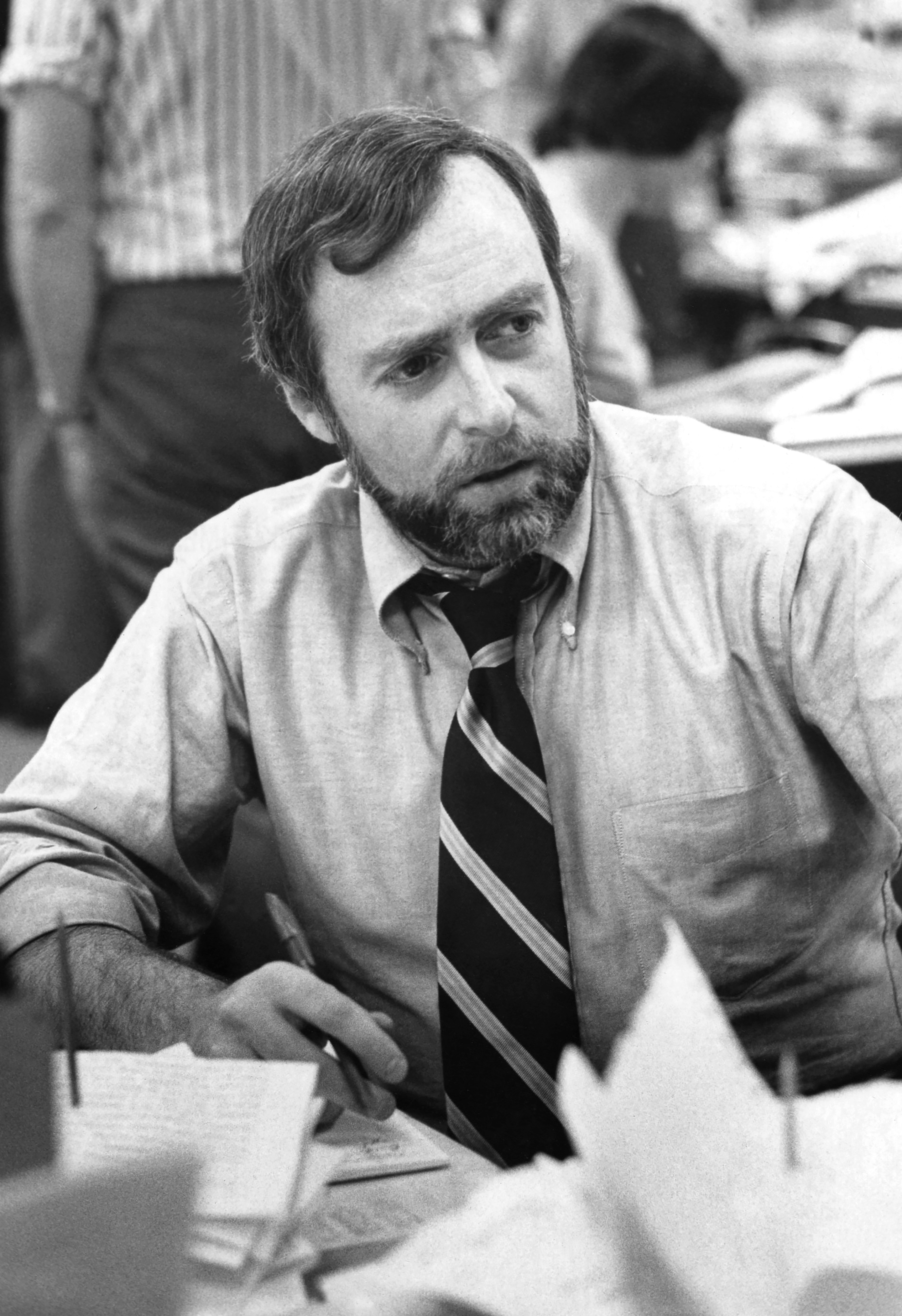 Sydney Shanberg at the New York Times office in 1976.