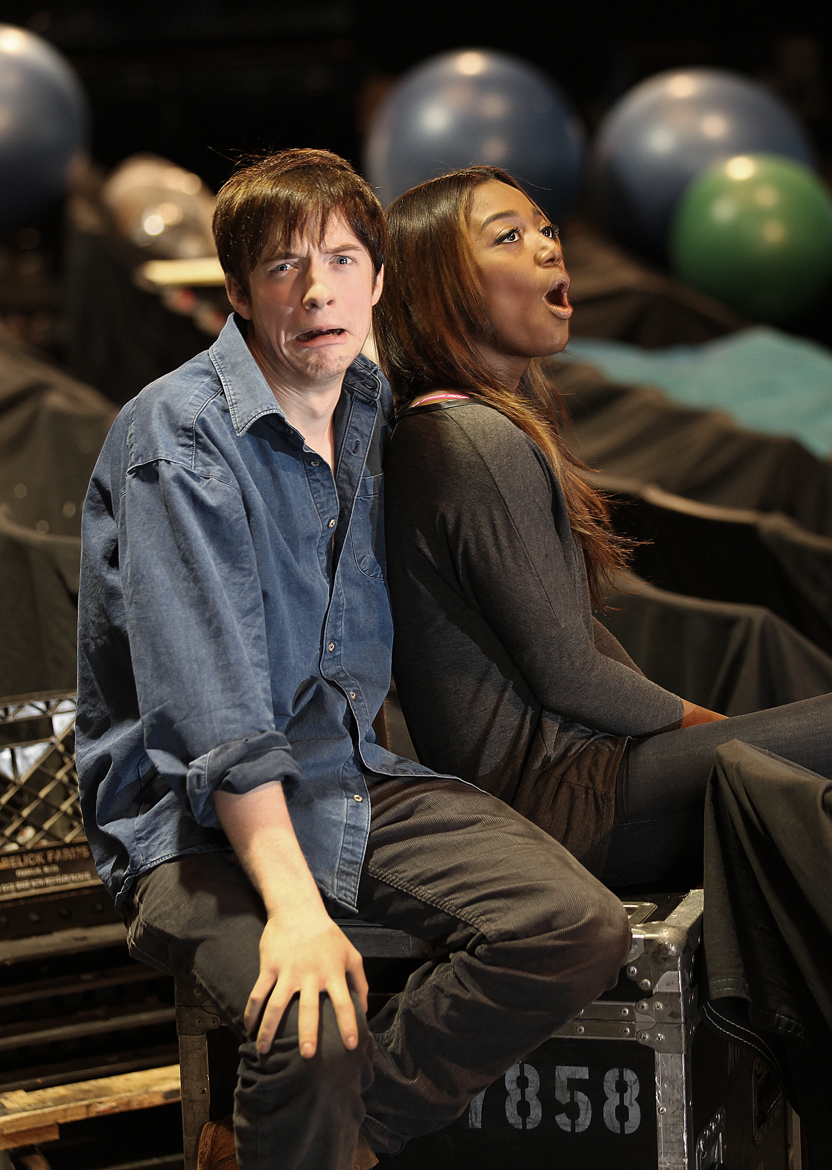 Matthew James Thomas, who plays Pippin, and Patina Miller, who is the Leading Player, at the Loeb Drama Center.