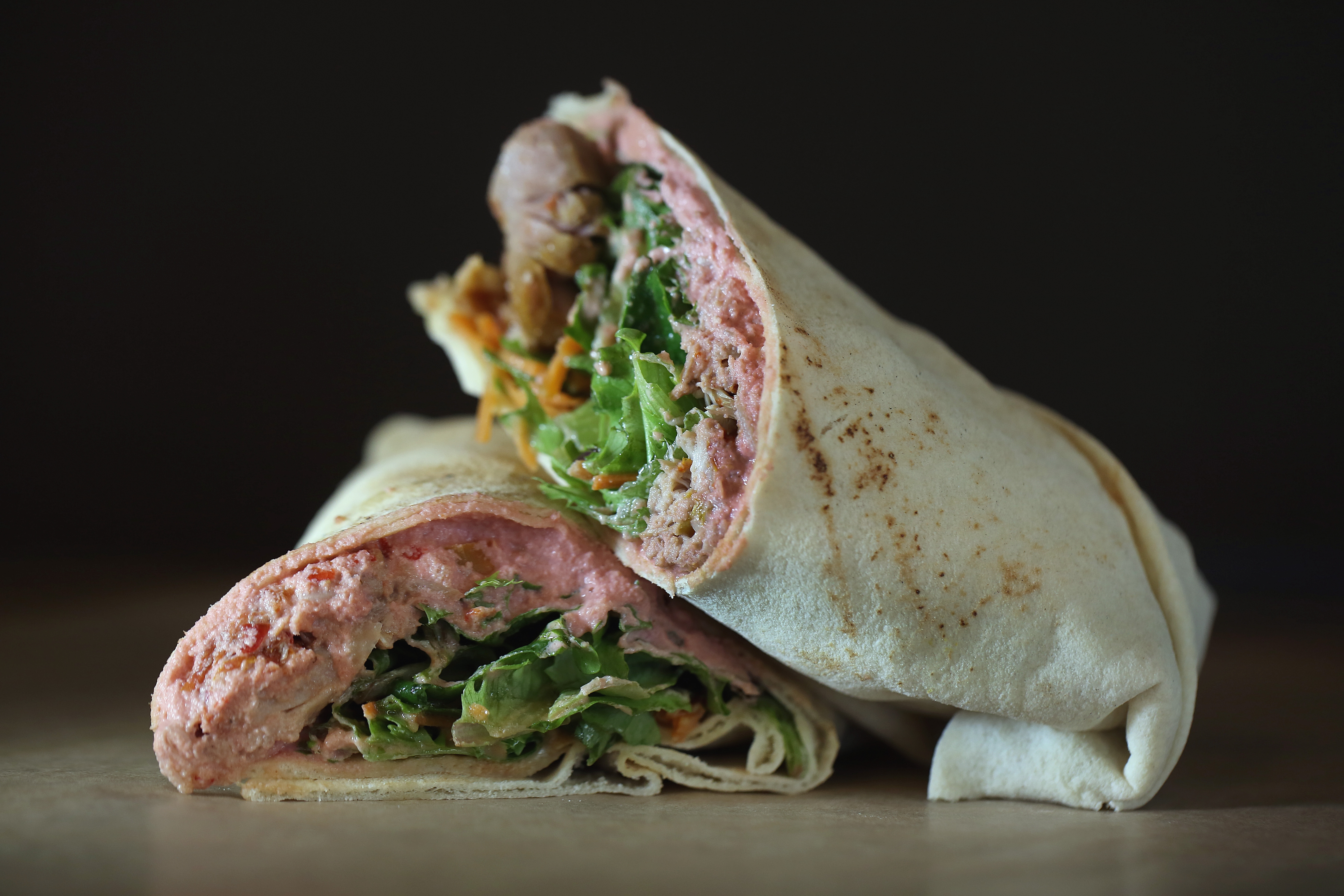 A beet hummus wrap.