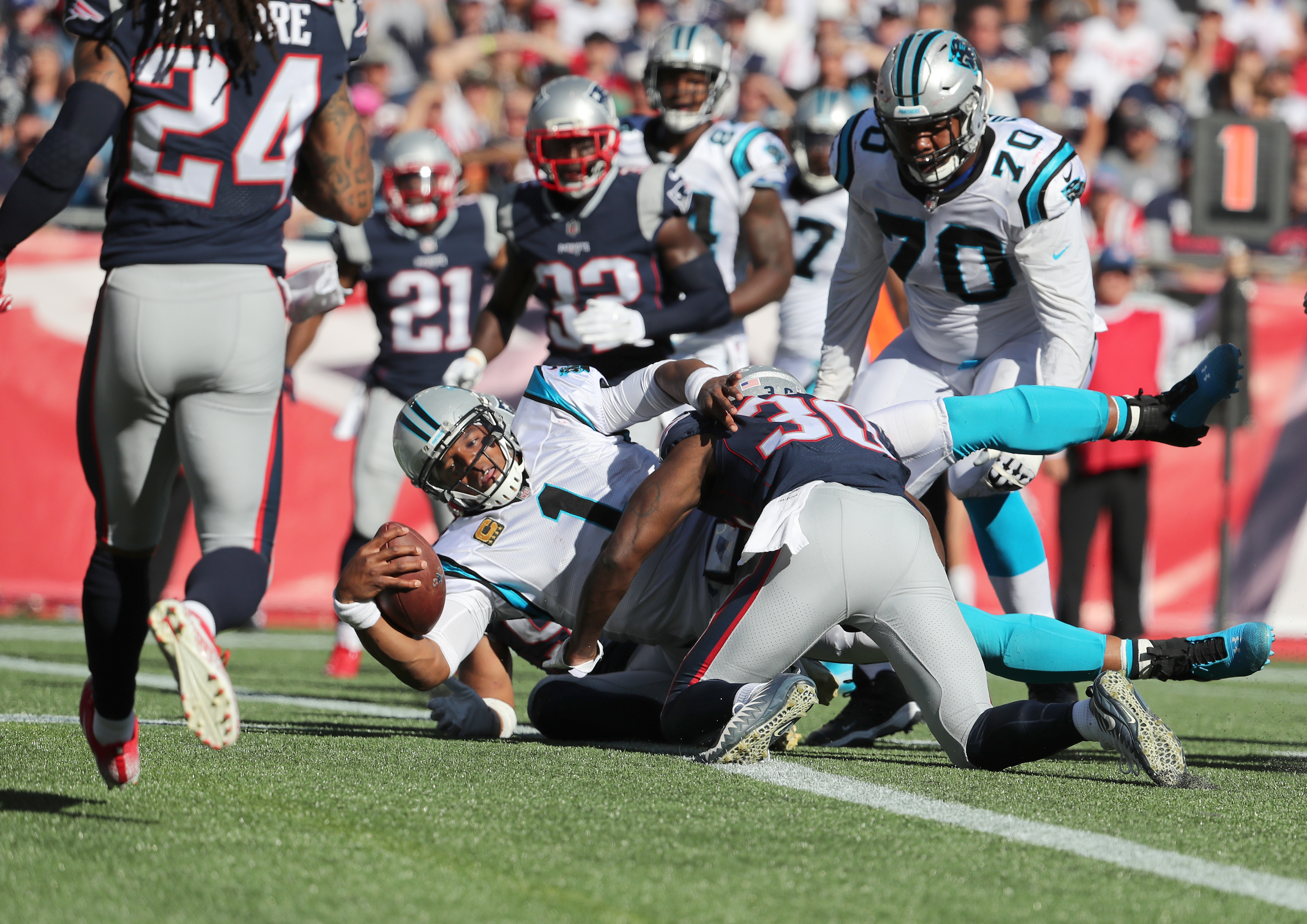 Cam Newton accounted for four total touchdowns.