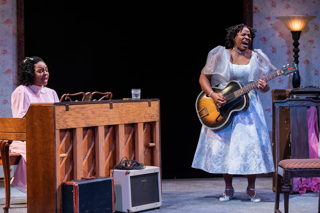 Pier Lamia Porter (left) and Lovely Hoffman in "Marie and Rosetta," at Greater Boston Stage Company.