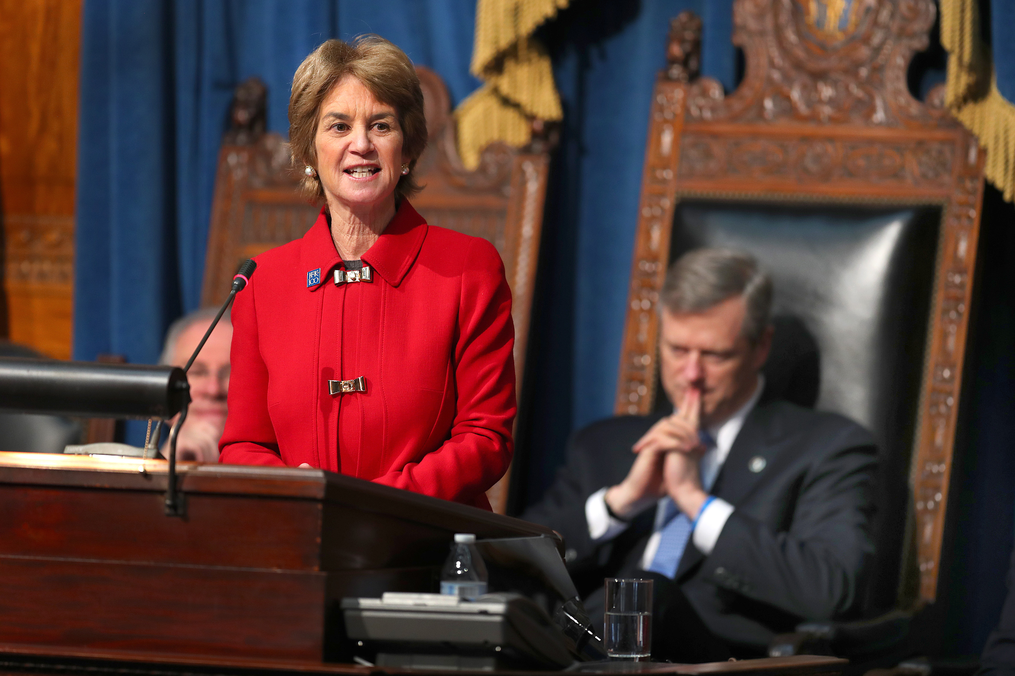 Kathleen Kennedy Townsend spoke at a joint session of the Massachusetts legislature in February 2017.