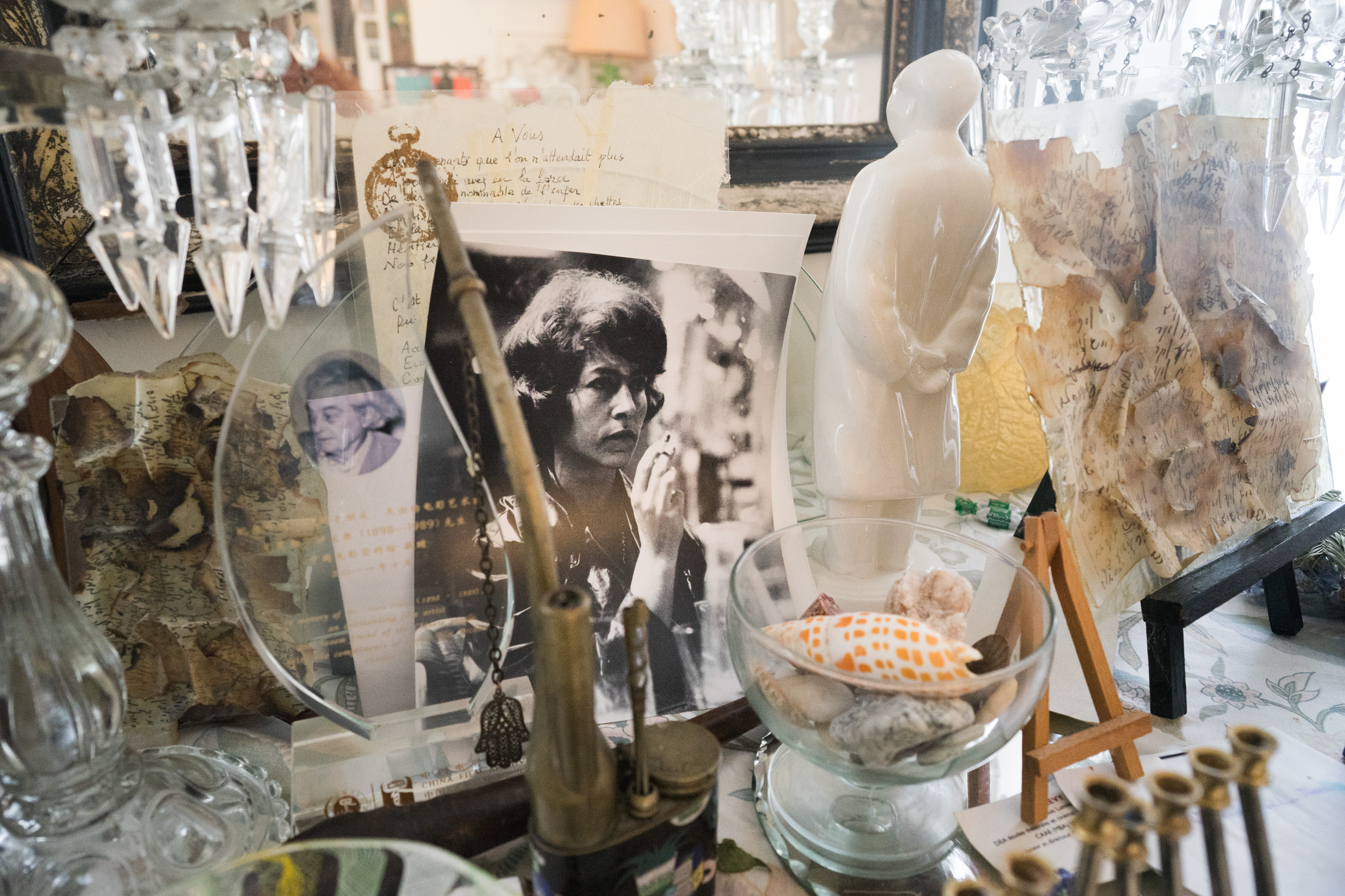 Mementos and knickknacks in Marceline Loridan-Ivens' apartment.