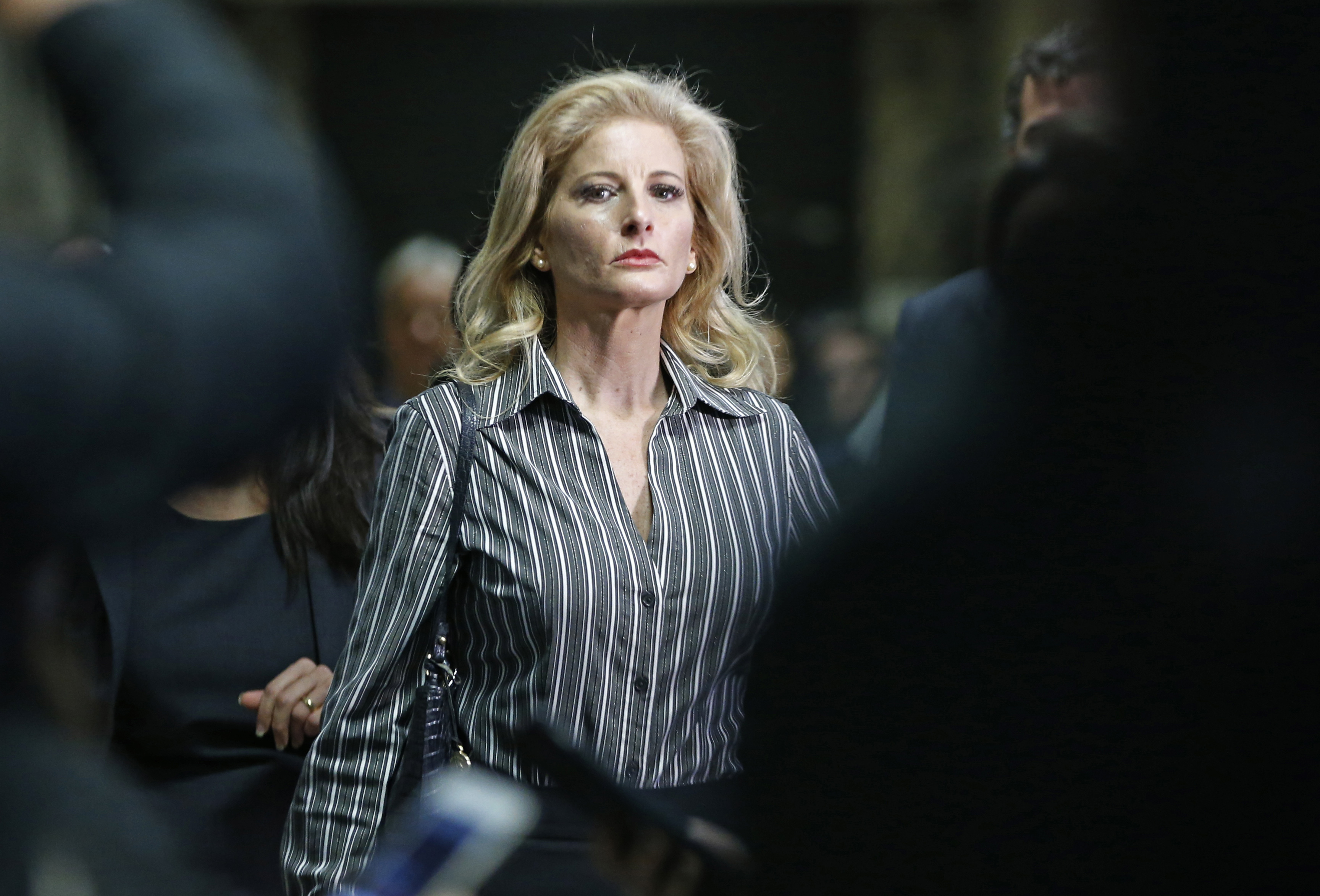 Summer Zervos, who is suing President Trump in a defamation lawsuit, left Manhattan Supreme Court after a hearing on Dec. 5, 2017.